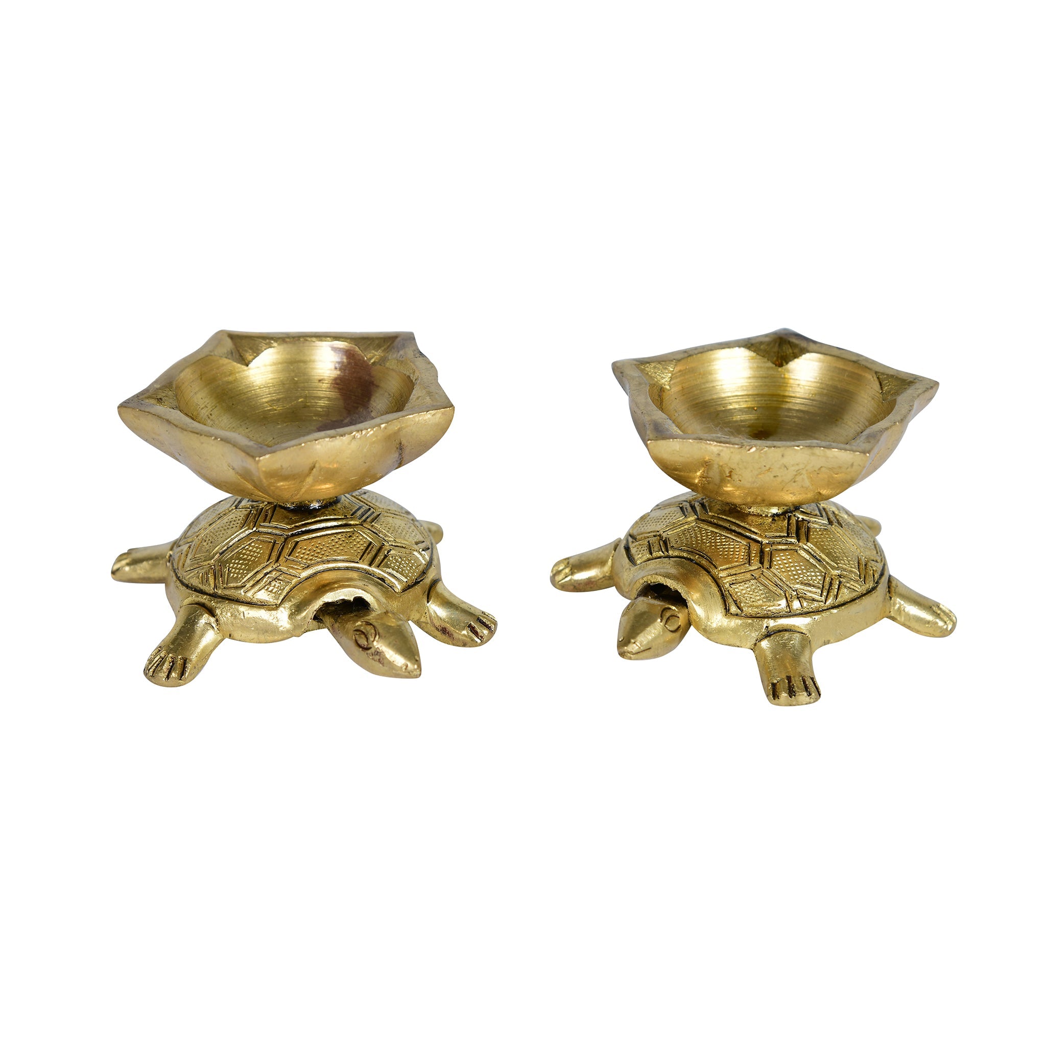 Sacred Brass Turtle Diya  – Auspicious Pooja Oil Lamps for Prosperity & Divine Light