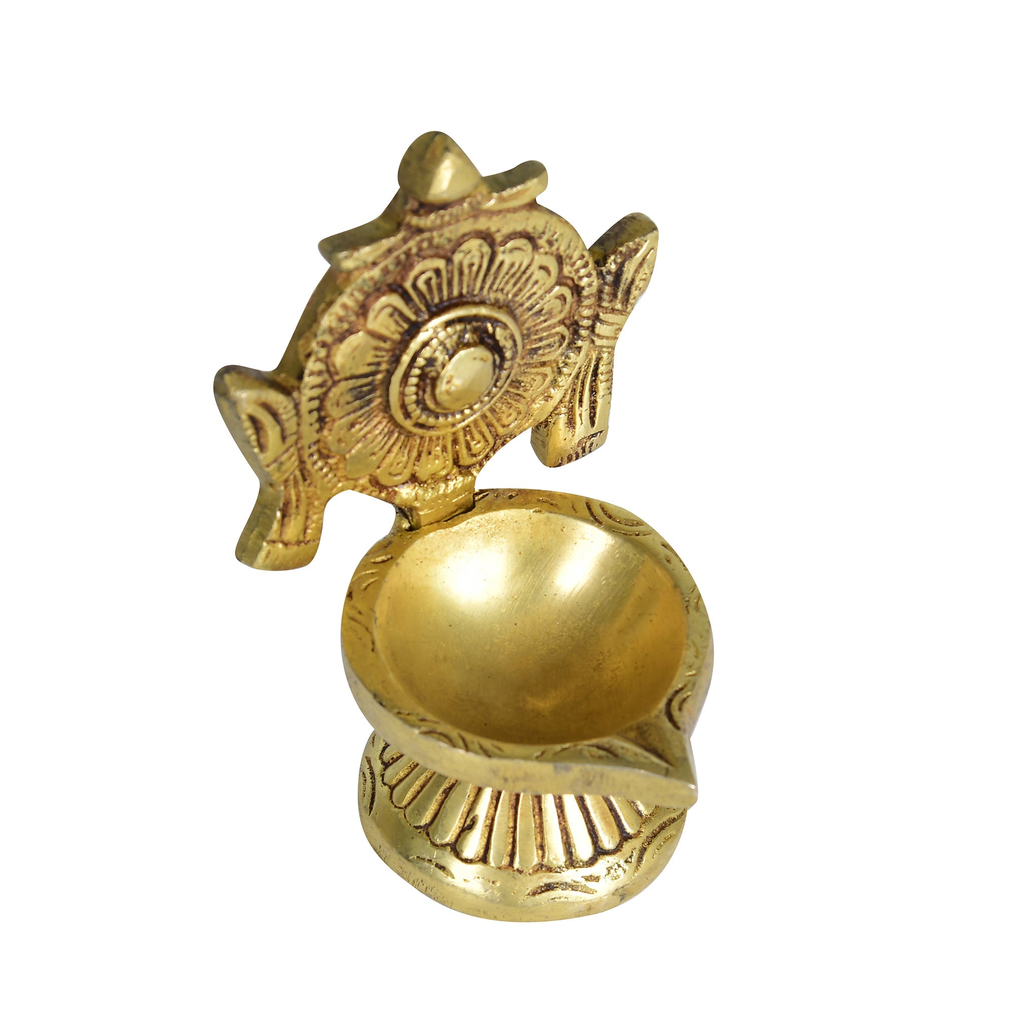 Brass Shankh Chakra Diya Pair – Sacred Twin Oil Lamps
