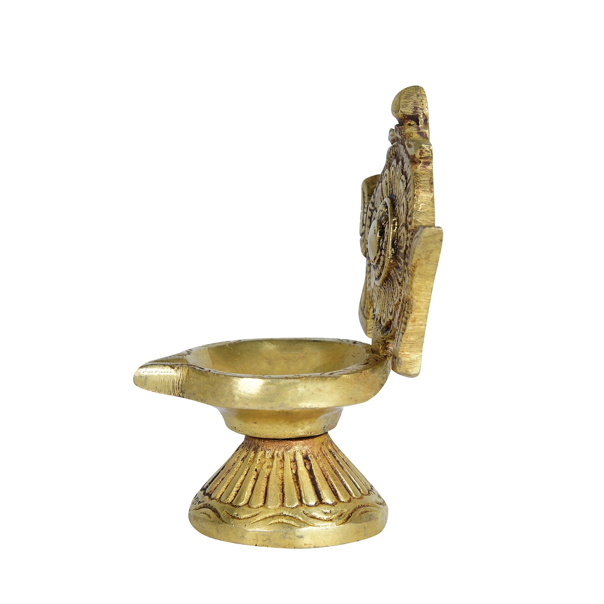 Brass Shankh Chakra Diya Pair – Sacred Twin Oil Lamps