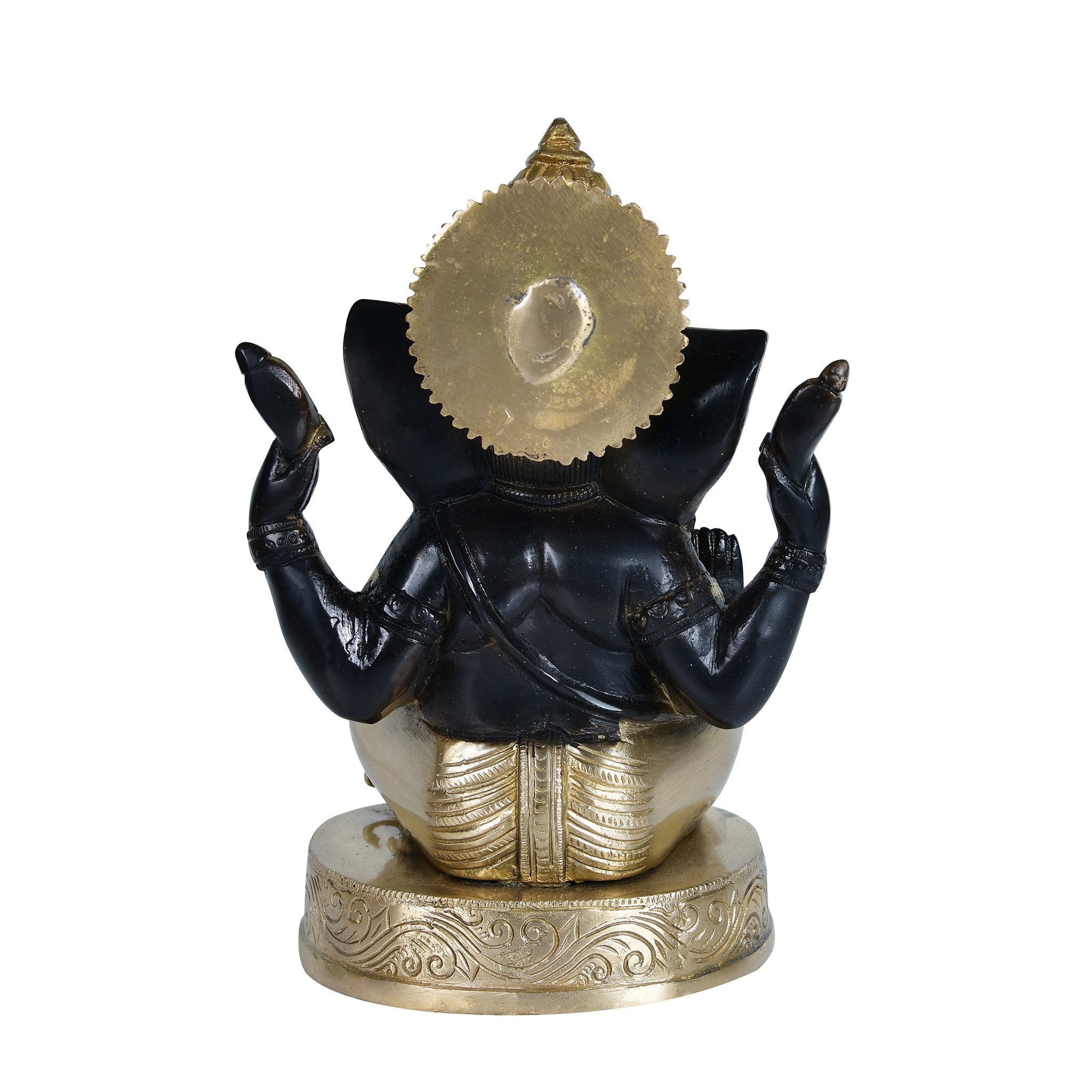 Pure Brass Handcrafted Ganesh Ji Sitting on Gaddi - 9" Height