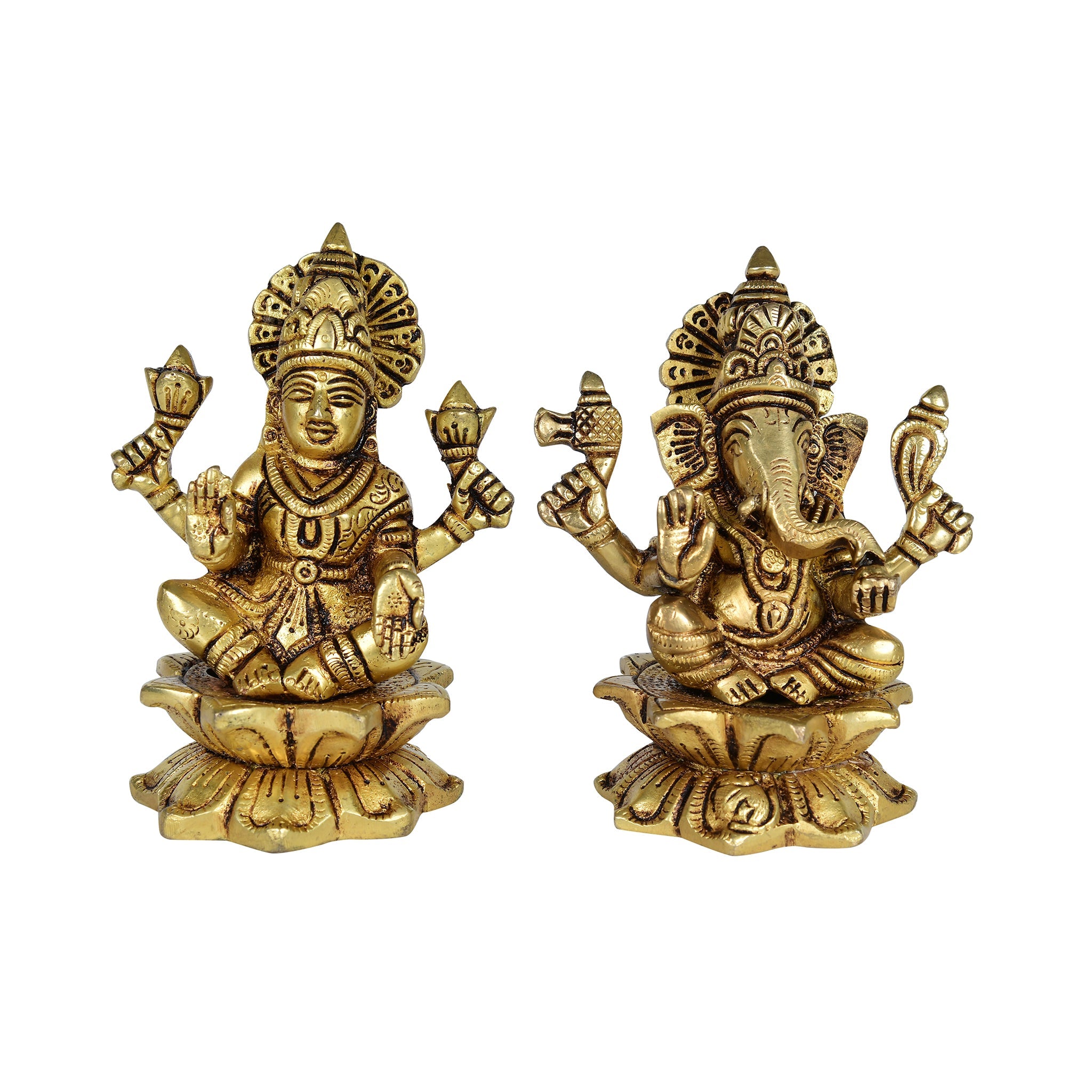 Sacred Lakshmi Ganesh Idol Set with Elephants – Prosperity, Wisdom & Divine Grace