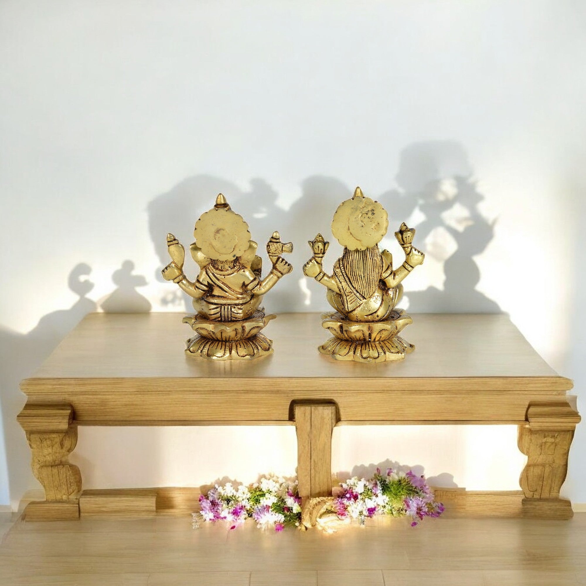 Sacred Lakshmi Ganesh Idol Set with Elephants – Prosperity, Wisdom & Divine Grace