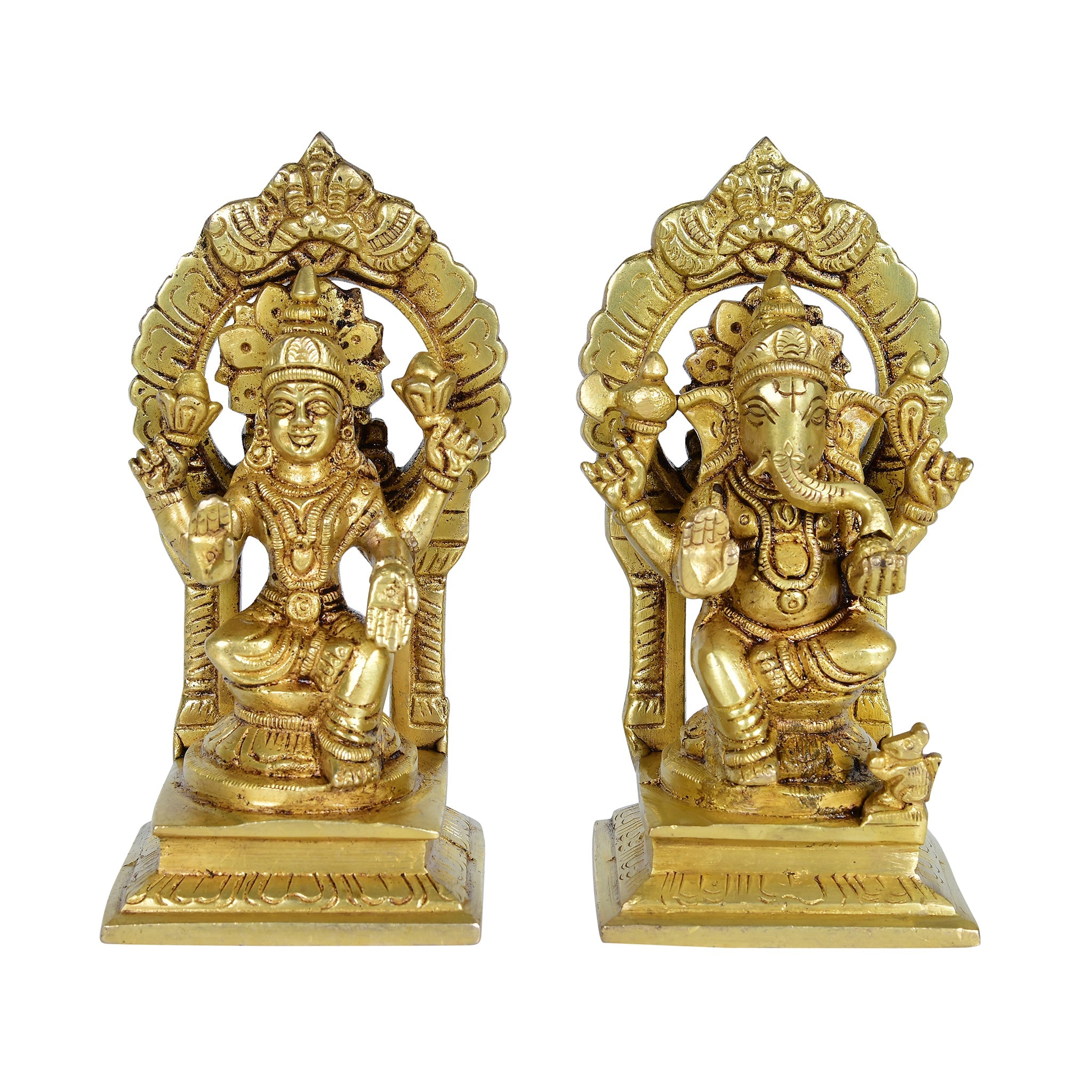 Brass Lakshmi Ganesh Ji God Idols - 5.5" Height