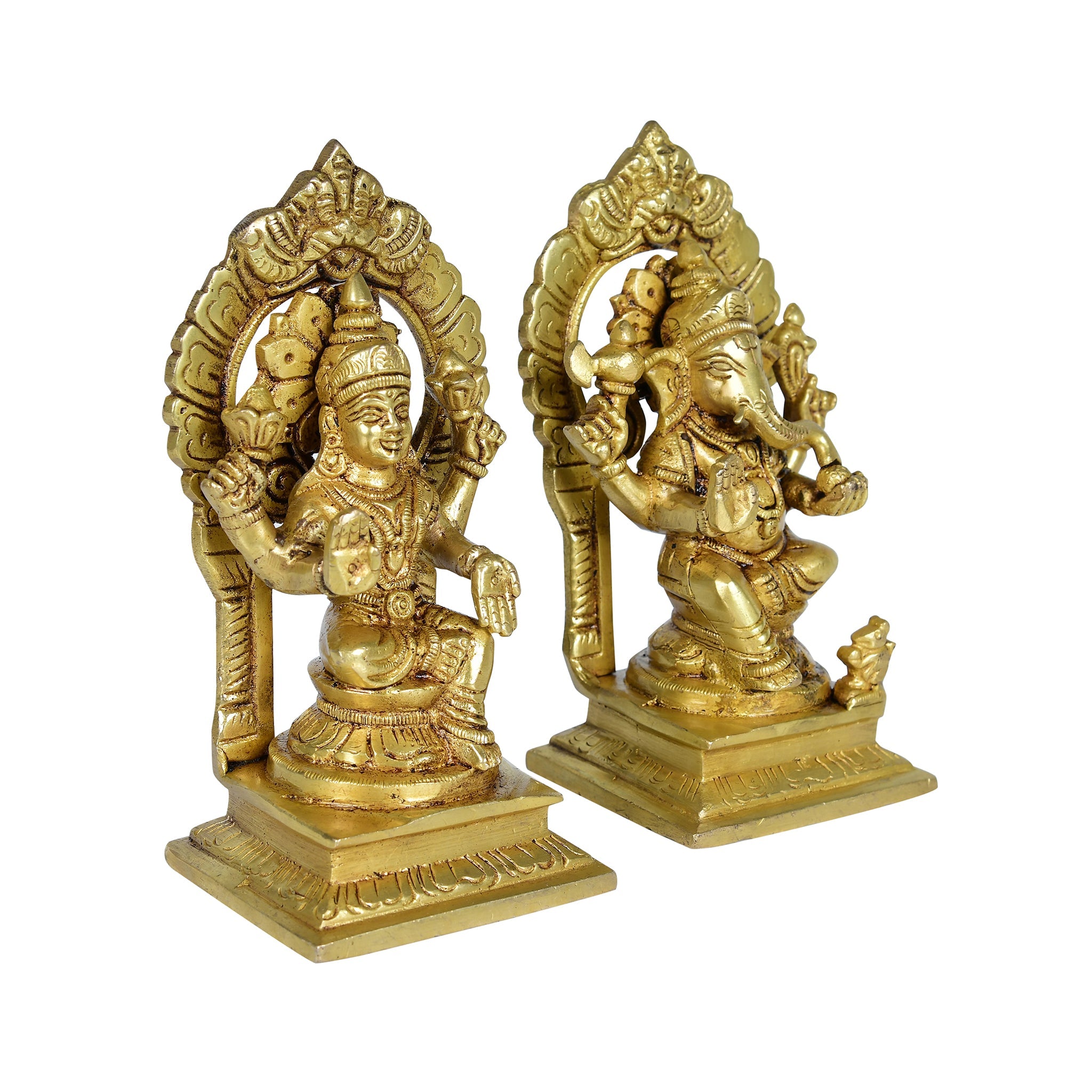 Brass Lakshmi Ganesh Ji God Idols - 5.5" Height