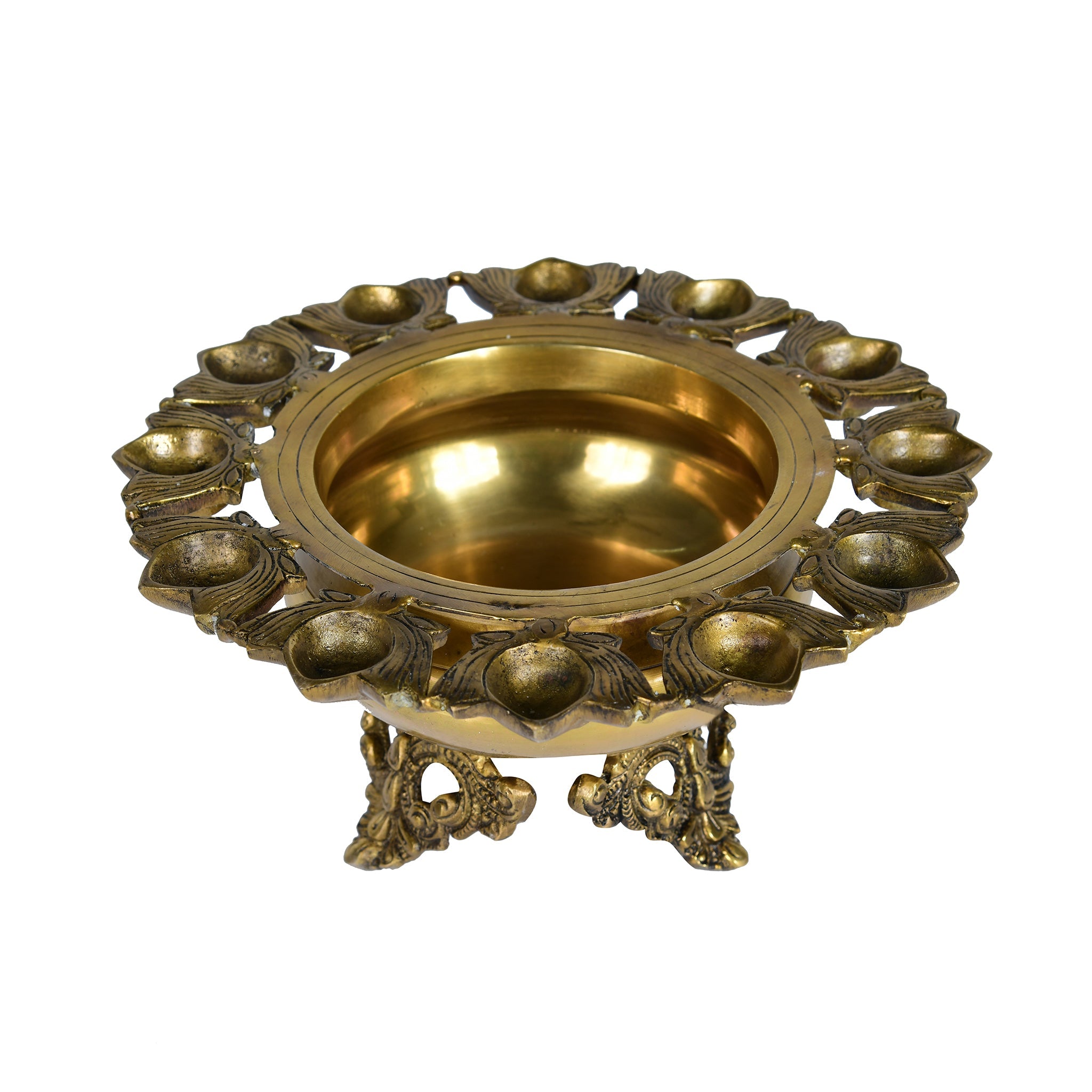Brass Lotus Urli Bowl – Traditional Decorative Urli for Flowers & Festive Décor