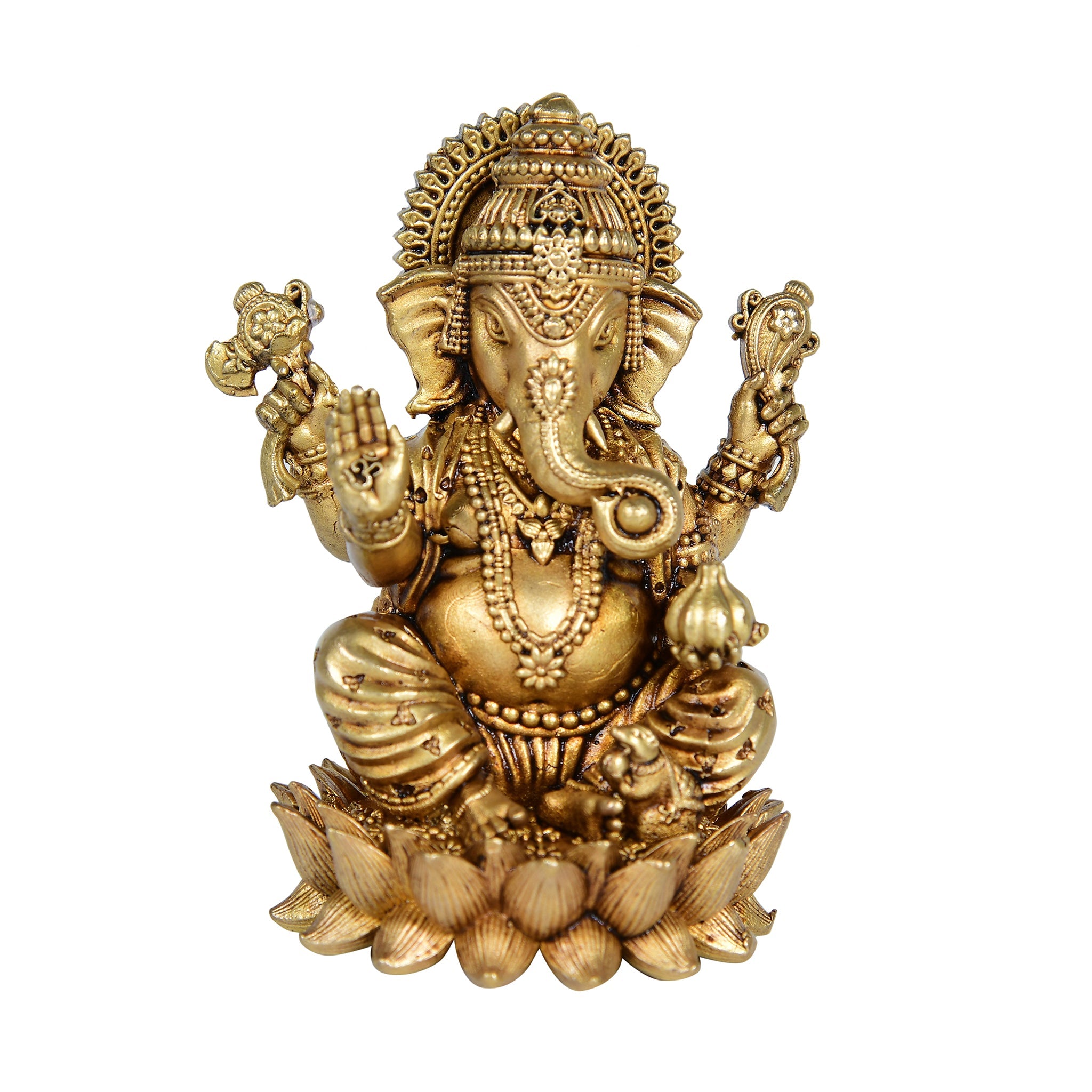 Brass Superfine Ganesh Ji Idol – 3" Height | Small Spiritual Statue for Puja or Decor