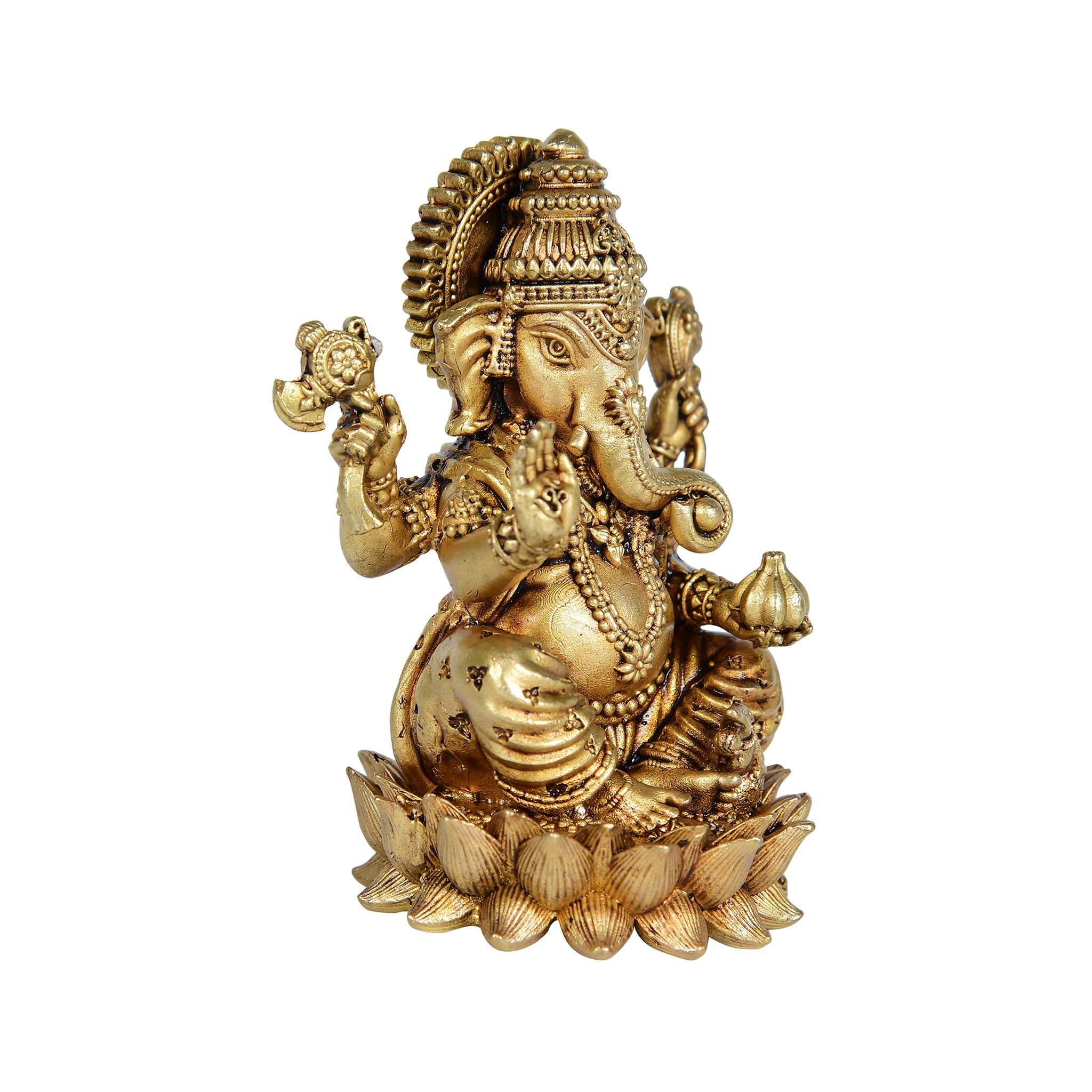 Brass Superfine Ganesh Ji Idol – 3" Height | Small Spiritual Statue for Puja or Decor