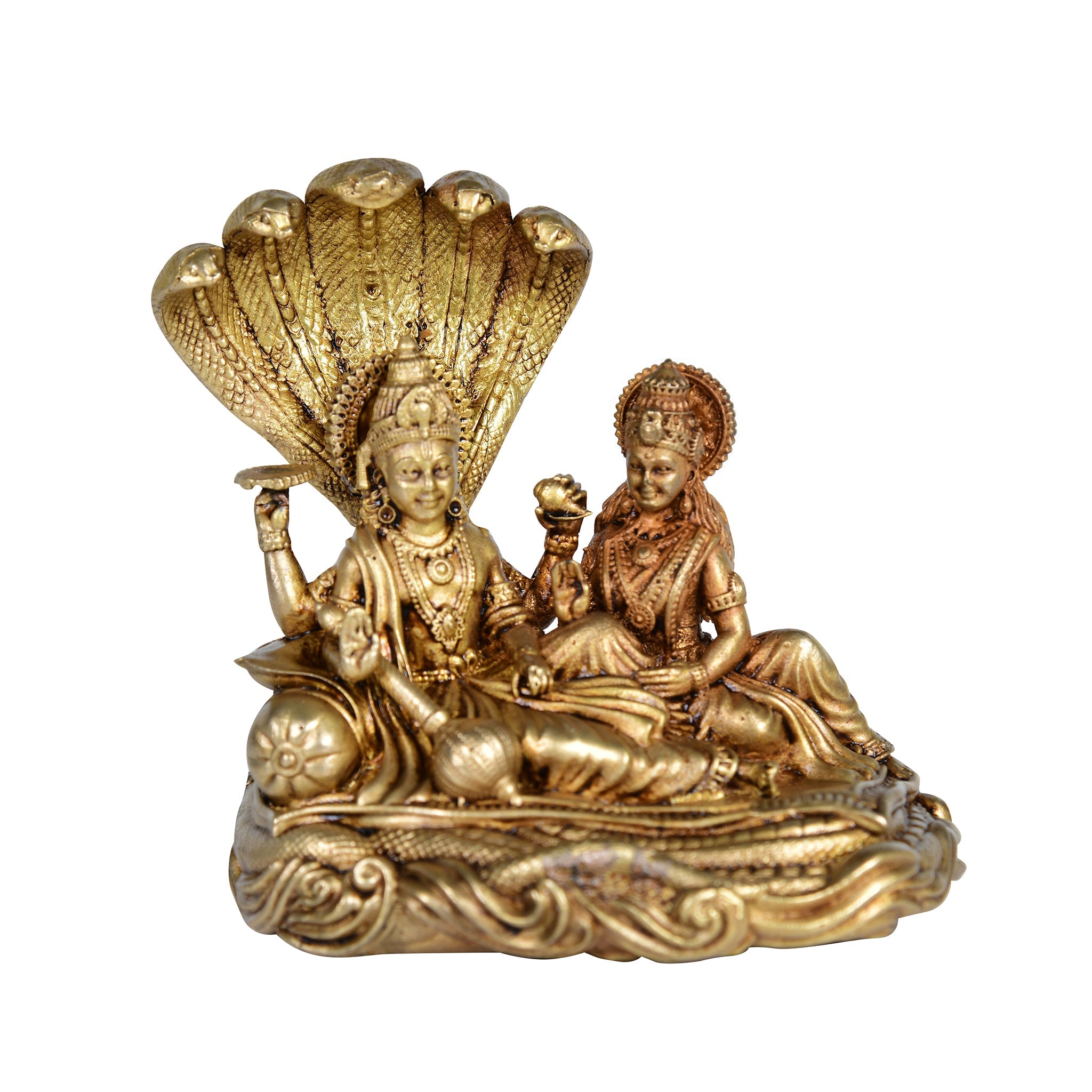Brass Lakshmi Narayan Statue on Shesh Nag – Decorative Hindu Idol for Home Décor & Spiritual Gifting