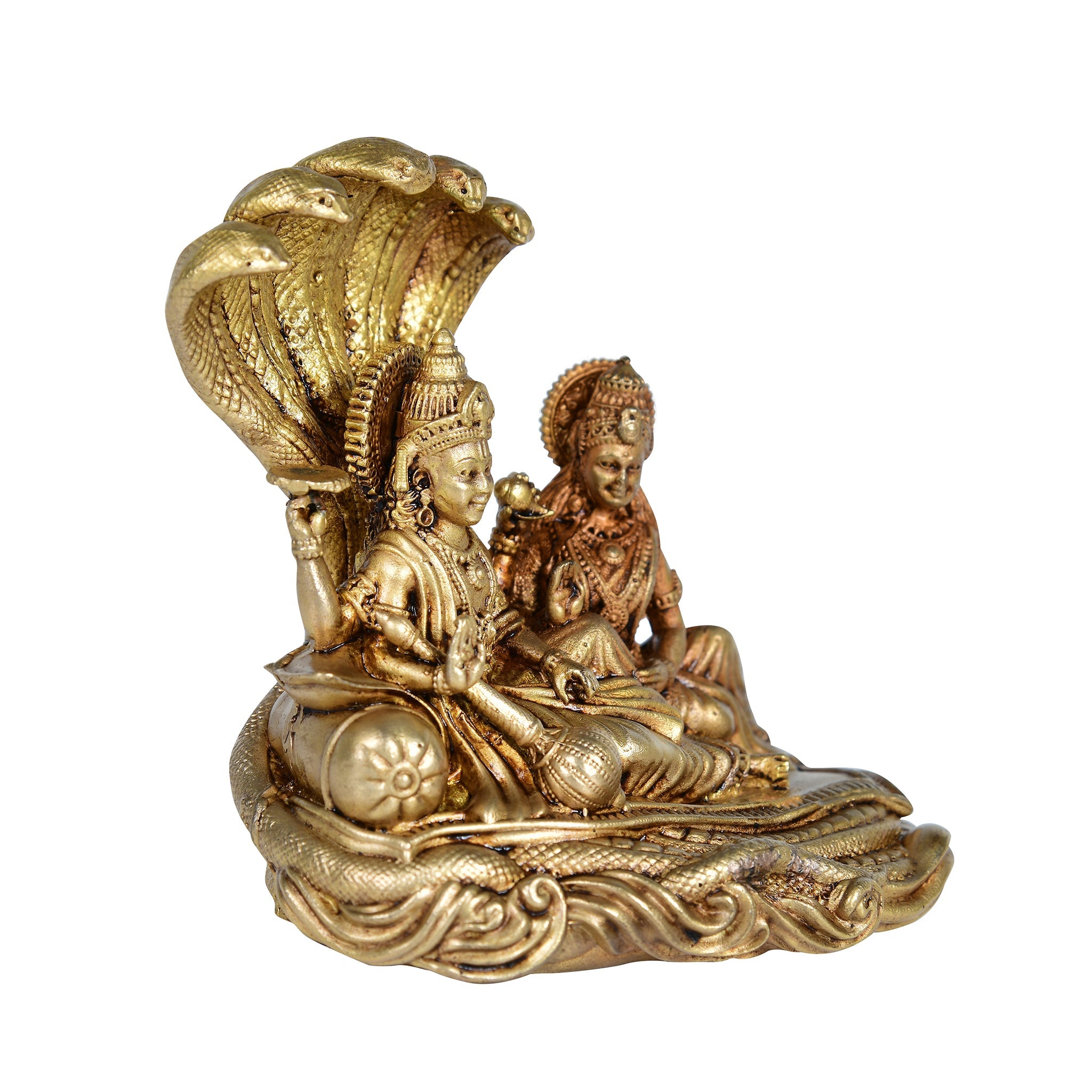 Brass Lakshmi Narayan Statue on Shesh Nag – Decorative Hindu Idol for Home Décor & Spiritual Gifting