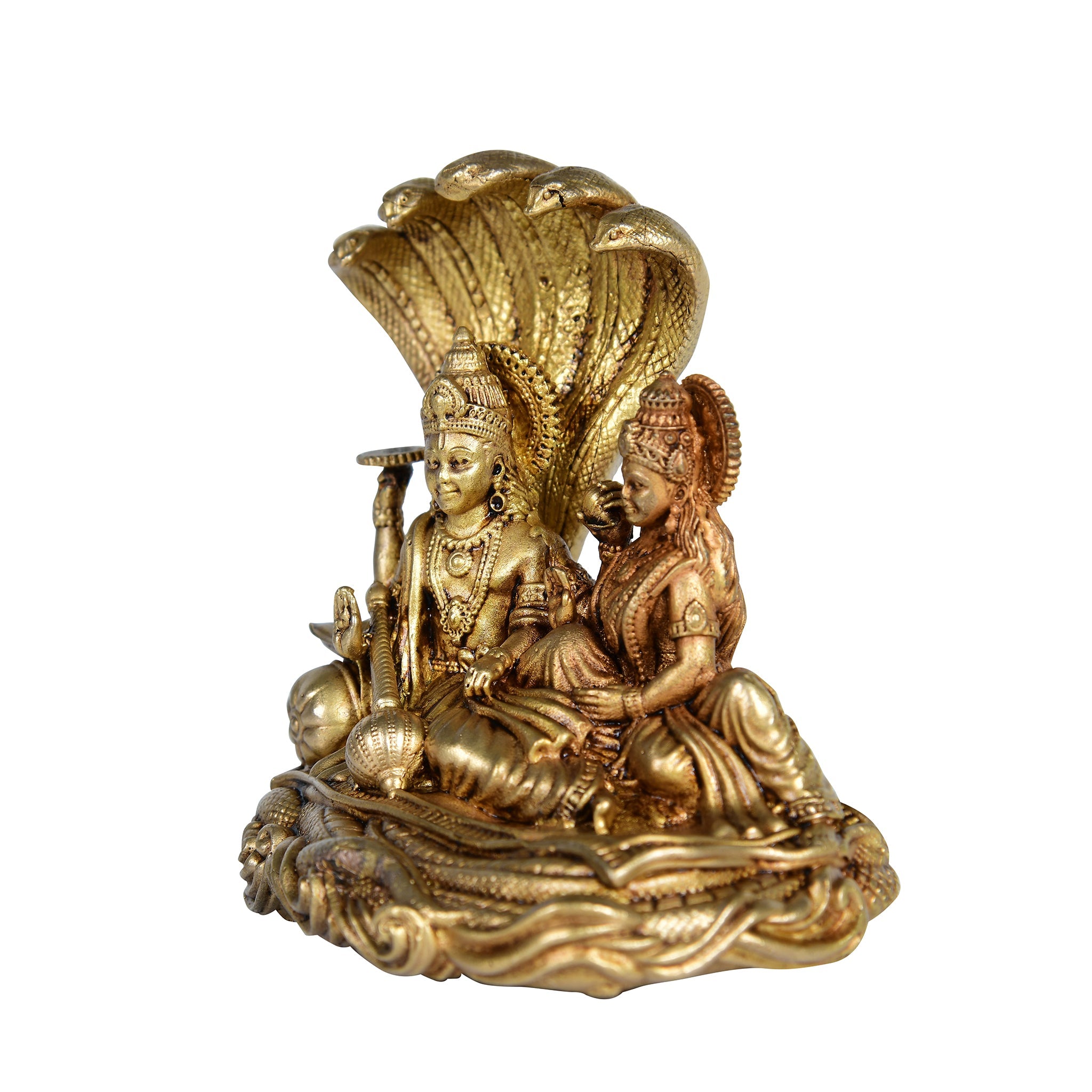 Brass Lakshmi Narayan Statue on Shesh Nag – Decorative Hindu Idol for Home Décor & Spiritual Gifting