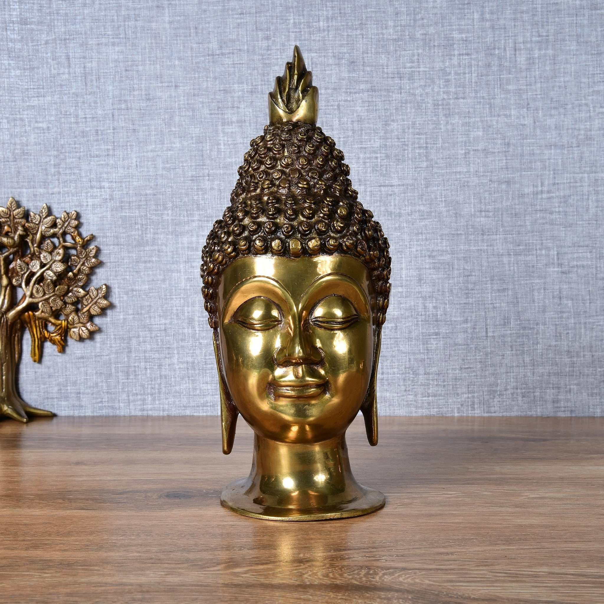 Superfine Brass Buddha Head - 12" Height
