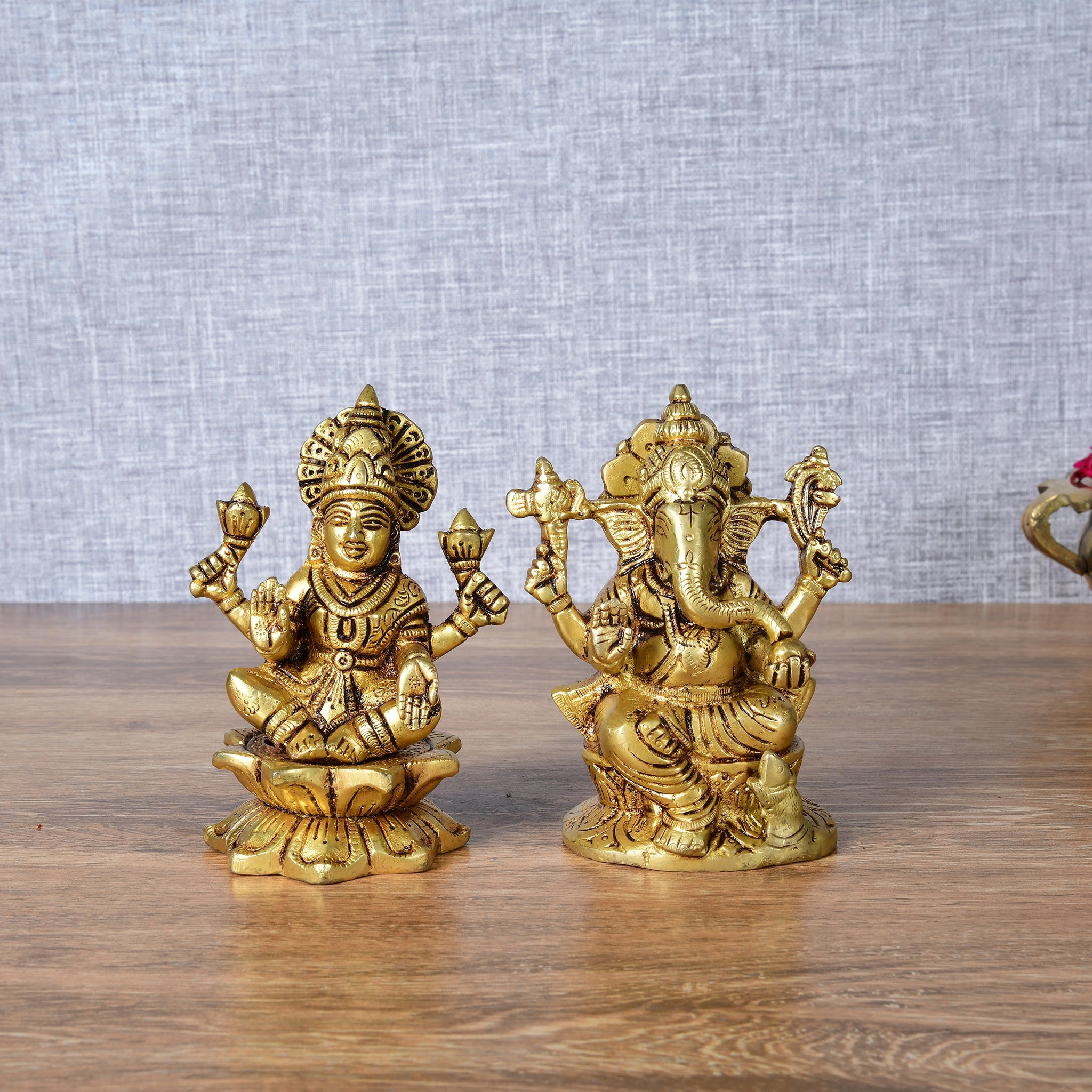 Sacred Lakshmi Ganesh Idol Set with Elephants – Prosperity, Wisdom & Divine Grace