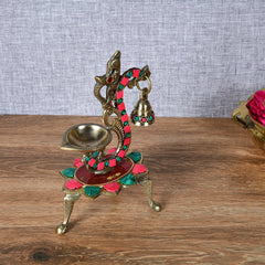 Elegant Brass Peacock Diya – Traditional Oil Lamp for Auspicious Rituals & Home Décor