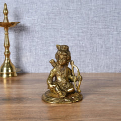 Bal Ram Lalla Brass Idol – Divine Child Krishna with Bow – Handcrafted Murti for Home Temple, Pooja & Festive Décor