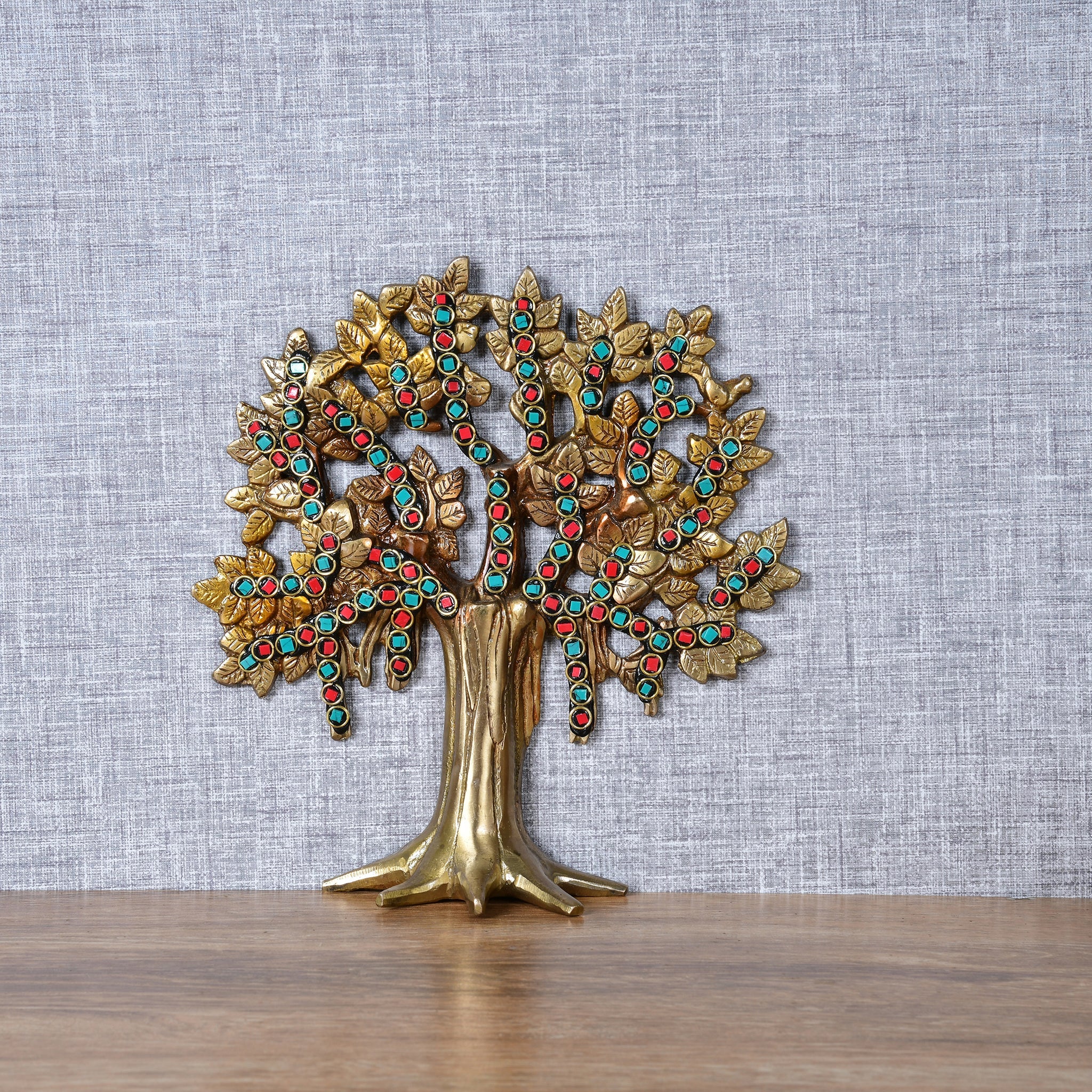 Vastu-Feng Shui Brass Tree of Life with Stone Work