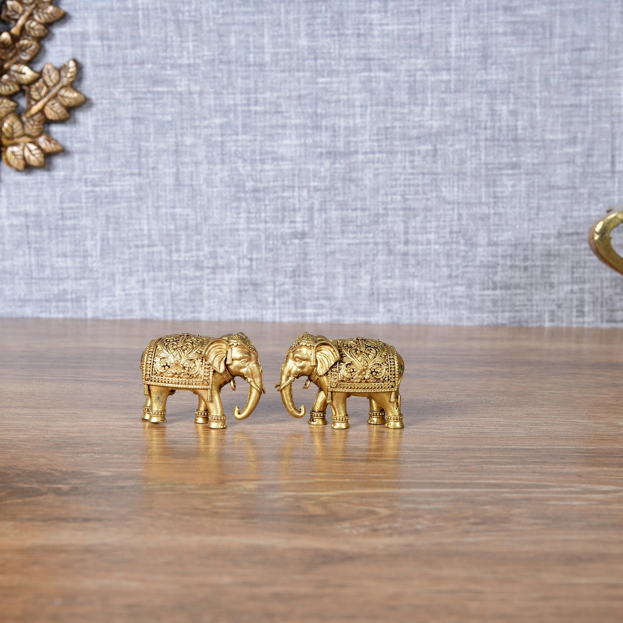 Superfine Brass Elephant Miniature Pair - 1.3" Height