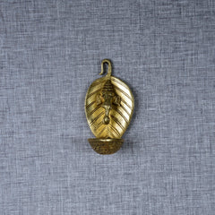 Brass Ganesh Ji Leaf Deepak – Hindu Oil Lamp for Home & Temple – 5 Inch Handcrafted Ganesha Statue