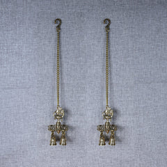 Brass Wall Hanging Peacock Diya with Bells