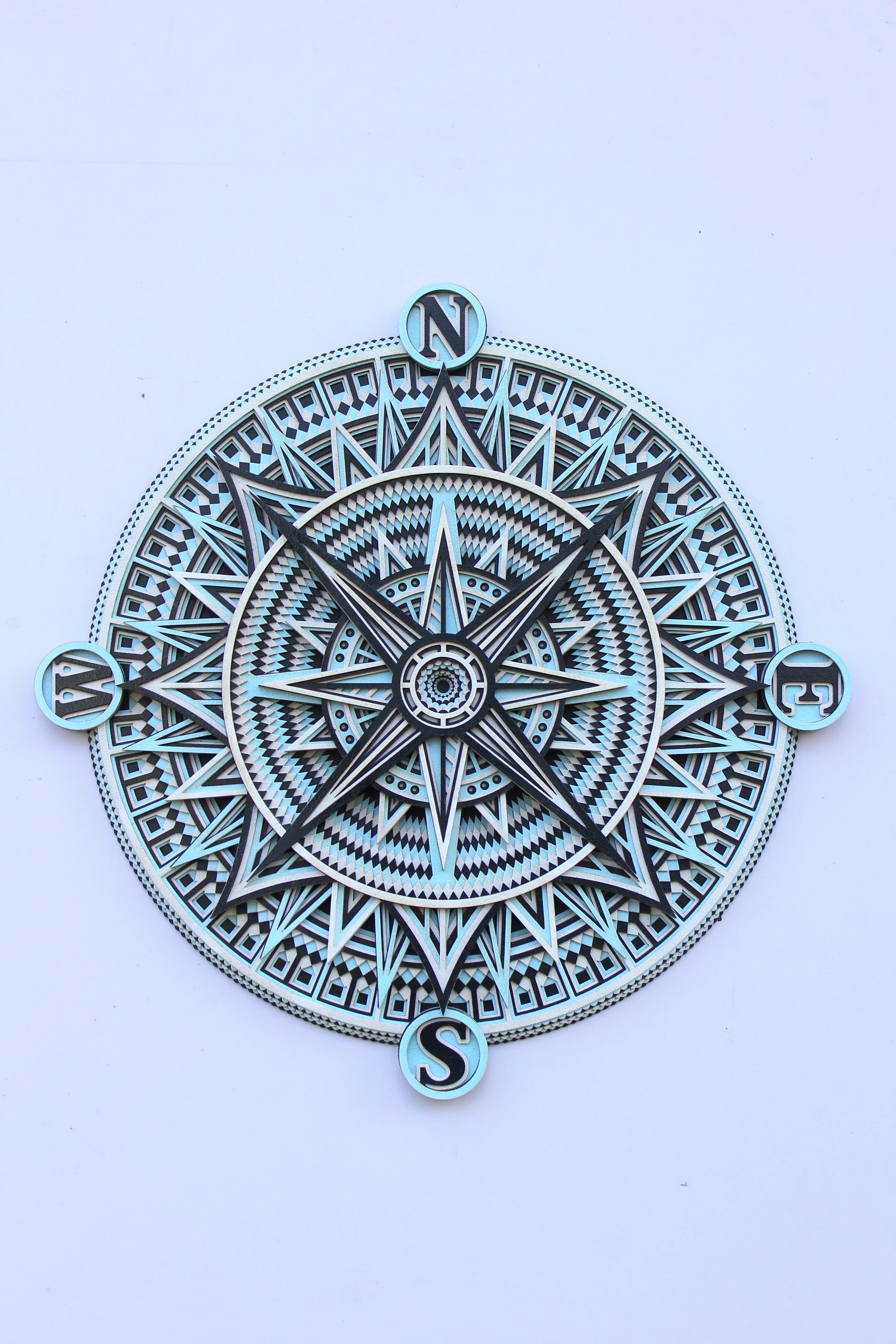 New Round Compass Wall Art - Handcrafted Rustic Boho Home Accent, Unique Gift, Wall Decor