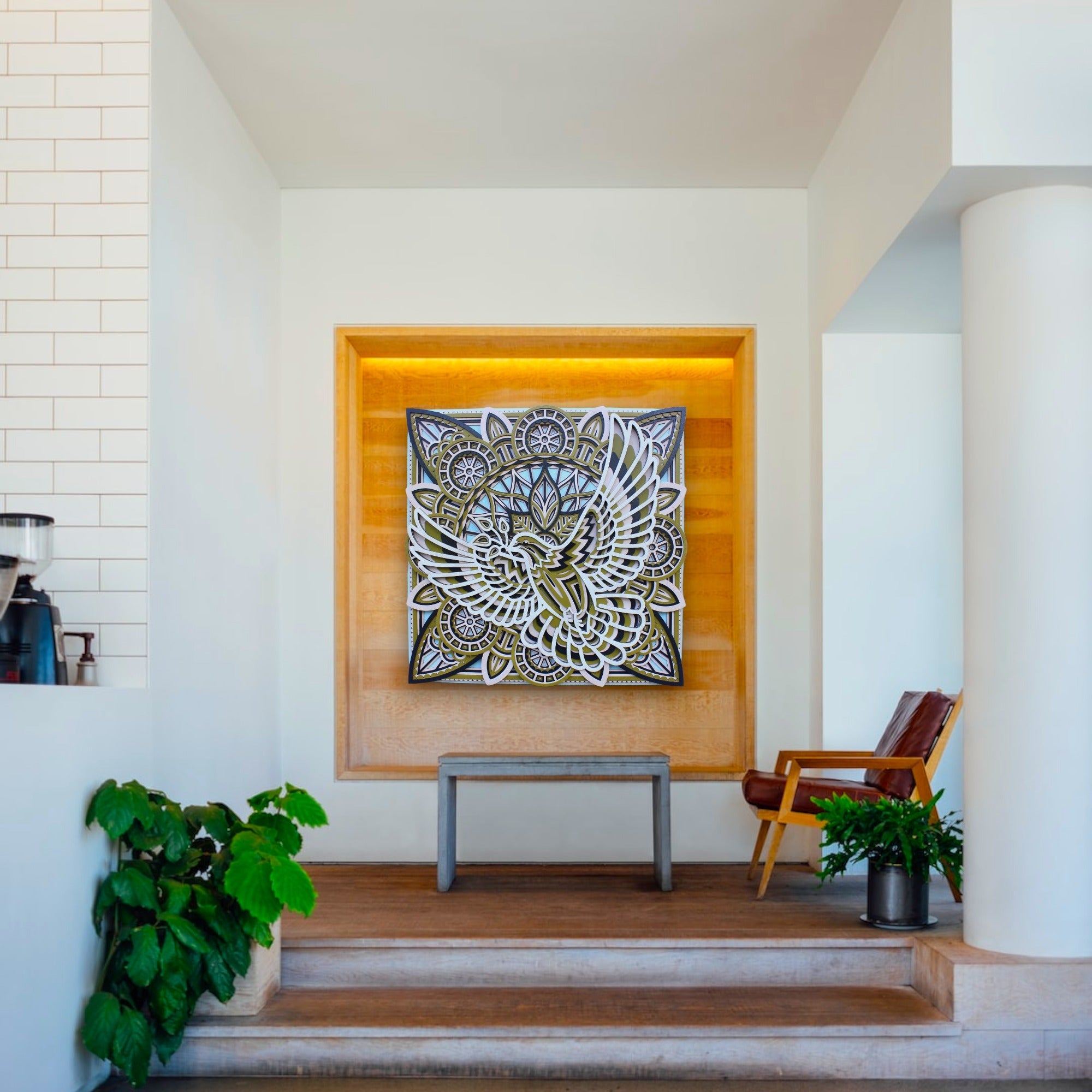 Dove Manda Wall Art- Symbol of Freedom, Spiritual Gift, Home Decor, Boho