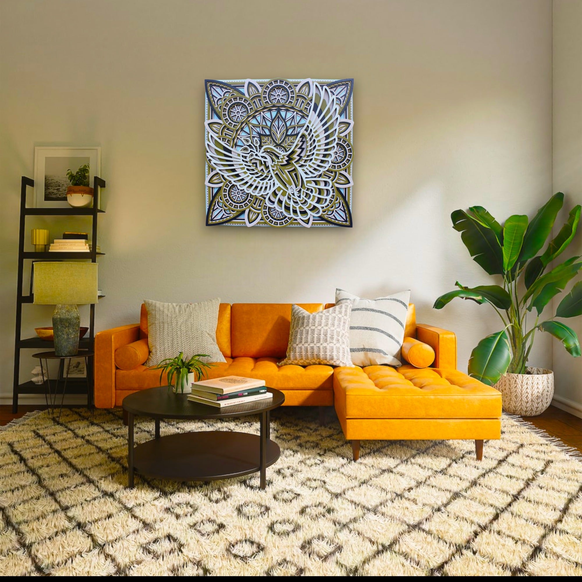 Dove Manda Wall Art- Symbol of Freedom, Spiritual Gift, Home Decor, Boho