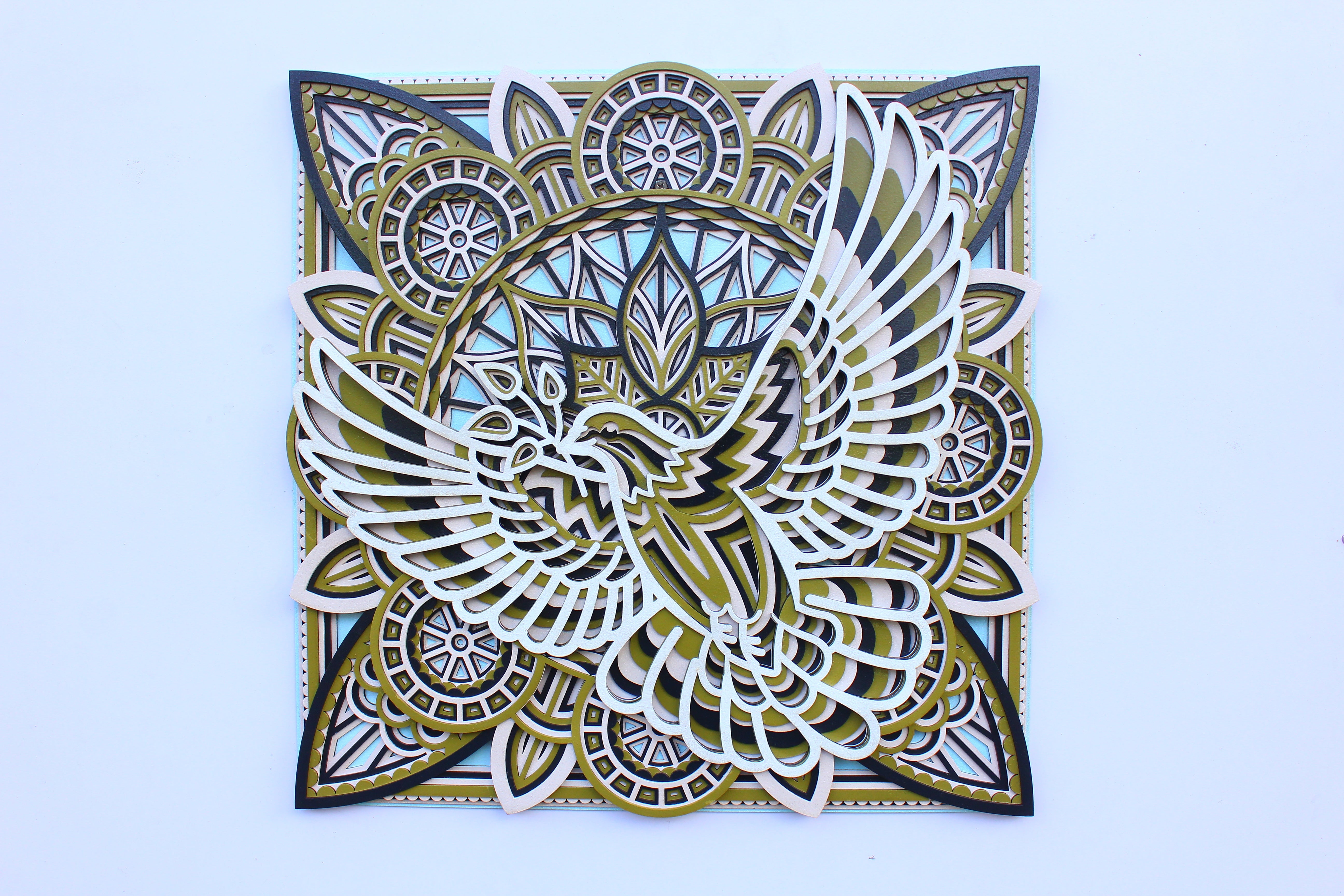 Dove Manda Wall Art- Symbol of Freedom, Spiritual Gift, Home Decor, Boho