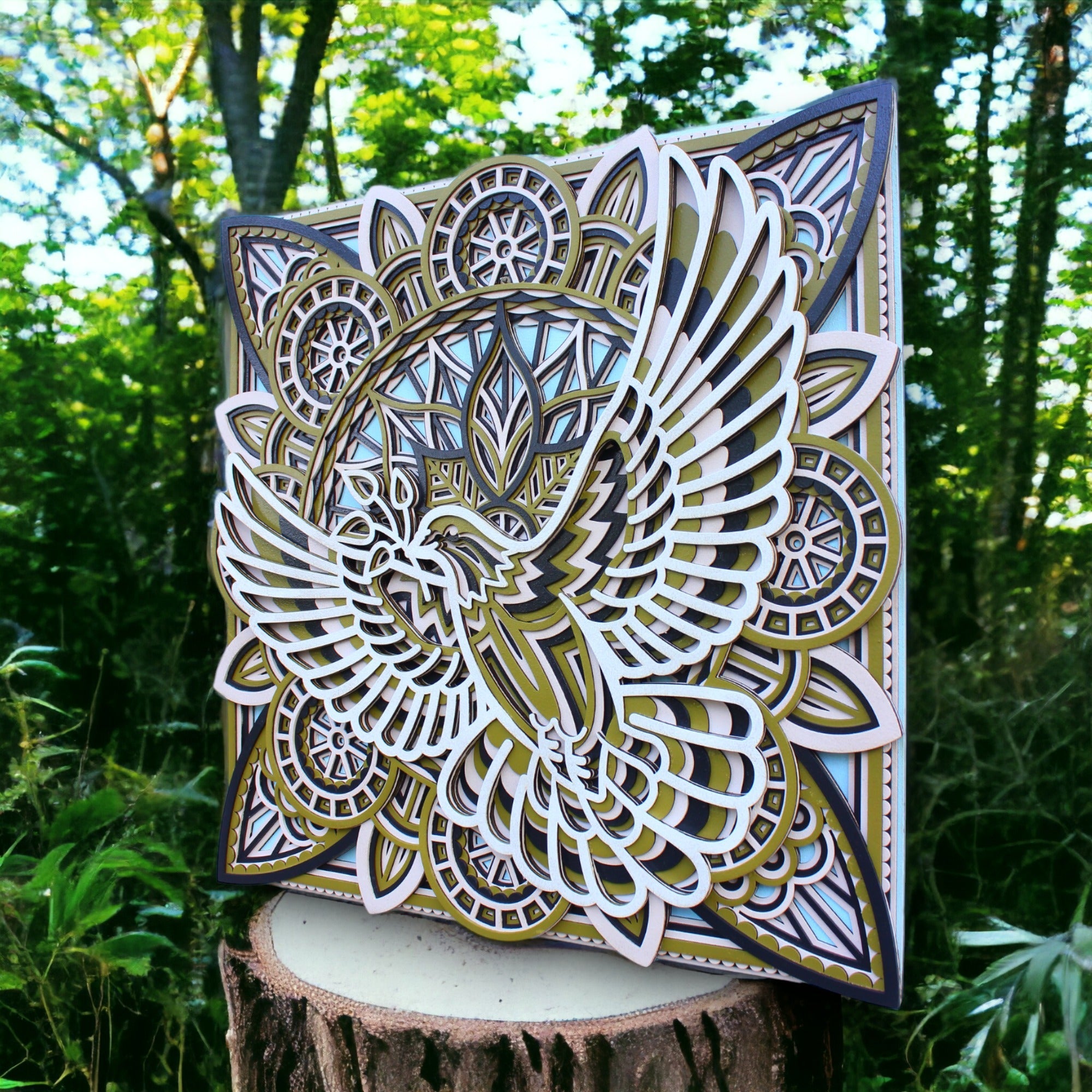 Dove Manda Wall Art- Symbol of Freedom, Spiritual Gift, Home Decor, Boho