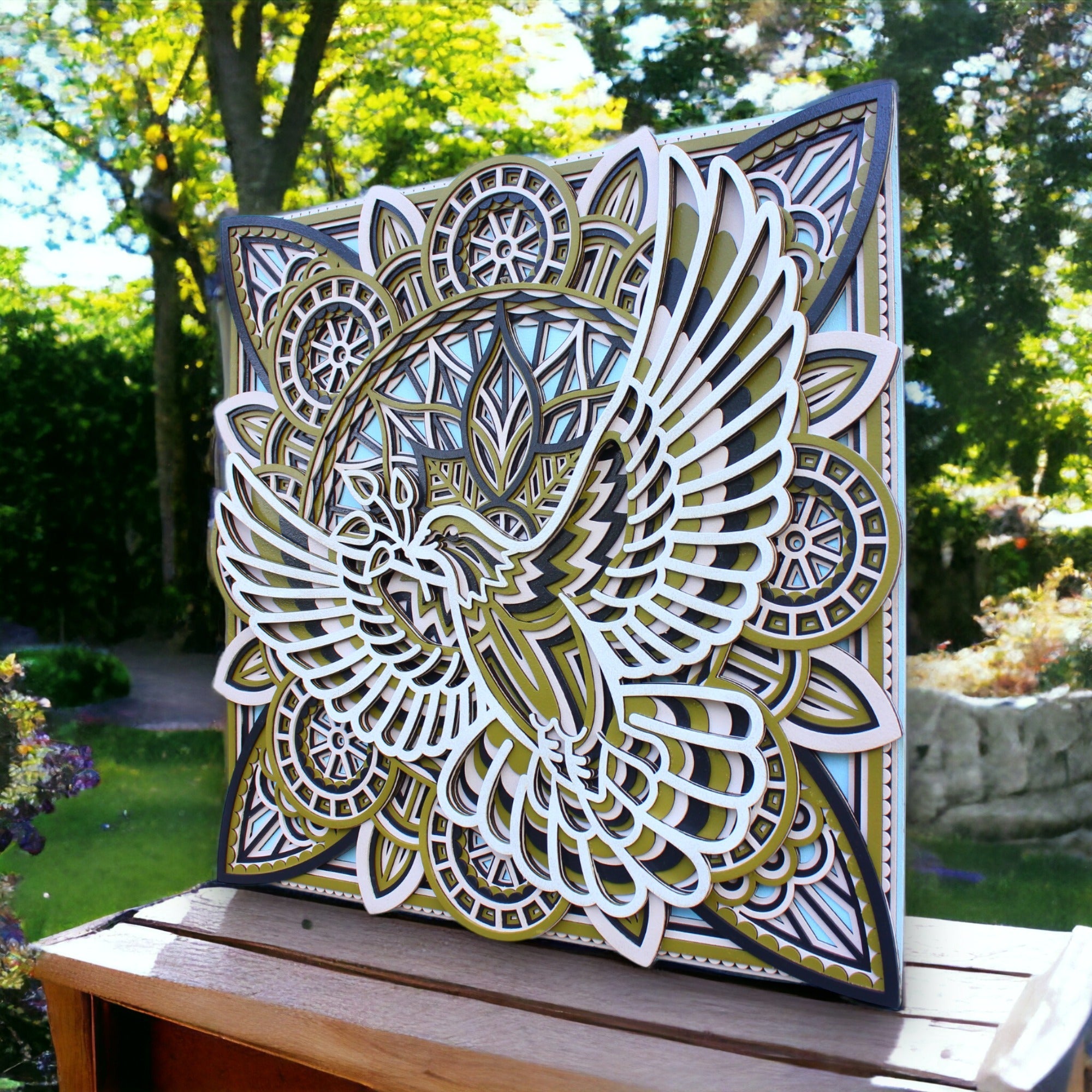 Dove Manda Wall Art- Symbol of Freedom, Spiritual Gift, Home Decor, Boho