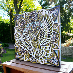 Dove Manda Wall Art- Symbol of Freedom, Spiritual Gift, Home Decor, Boho