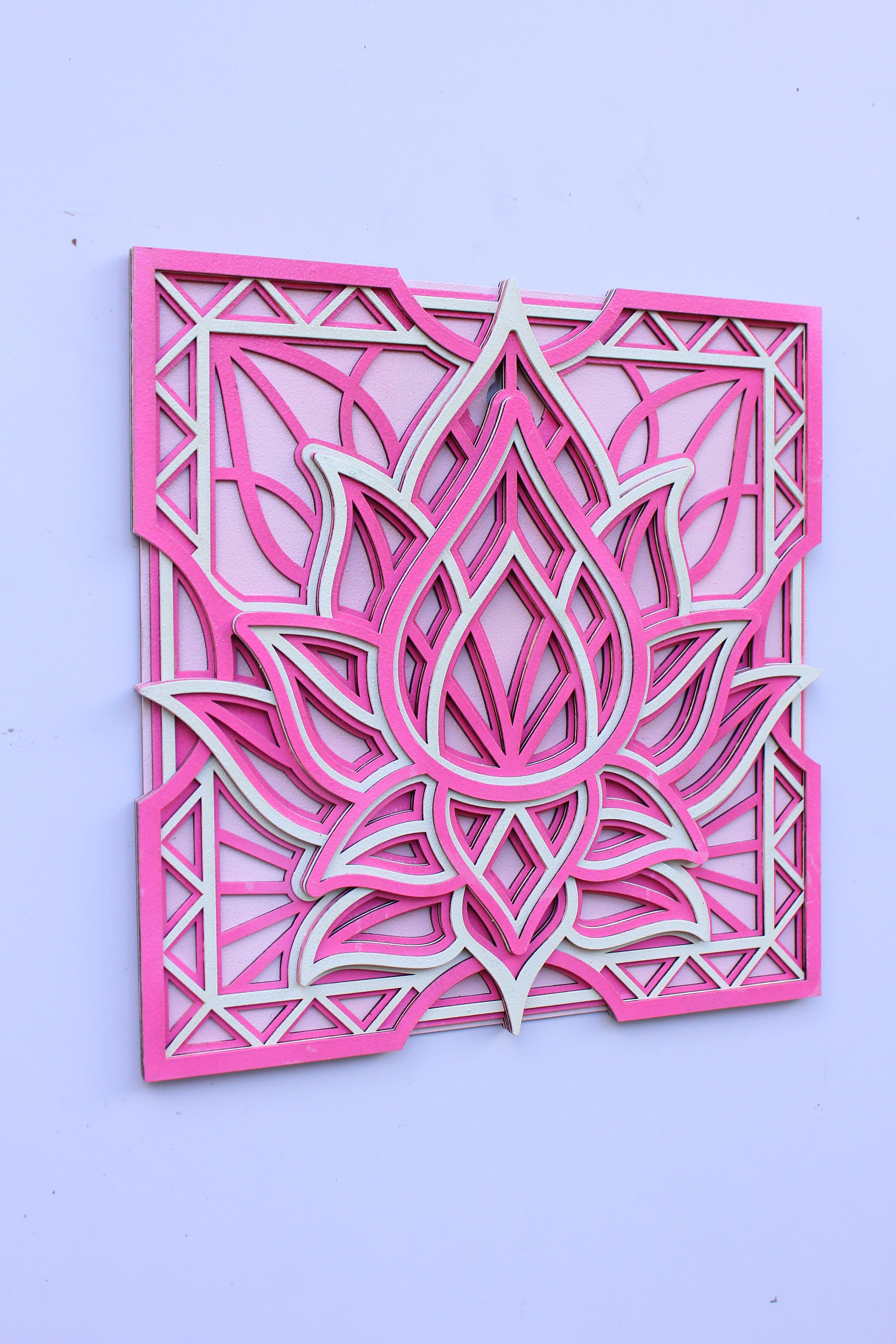 Pink Lotus Mandala Wall Hanging, Peace, Home Decor, Living room, Meditation room
