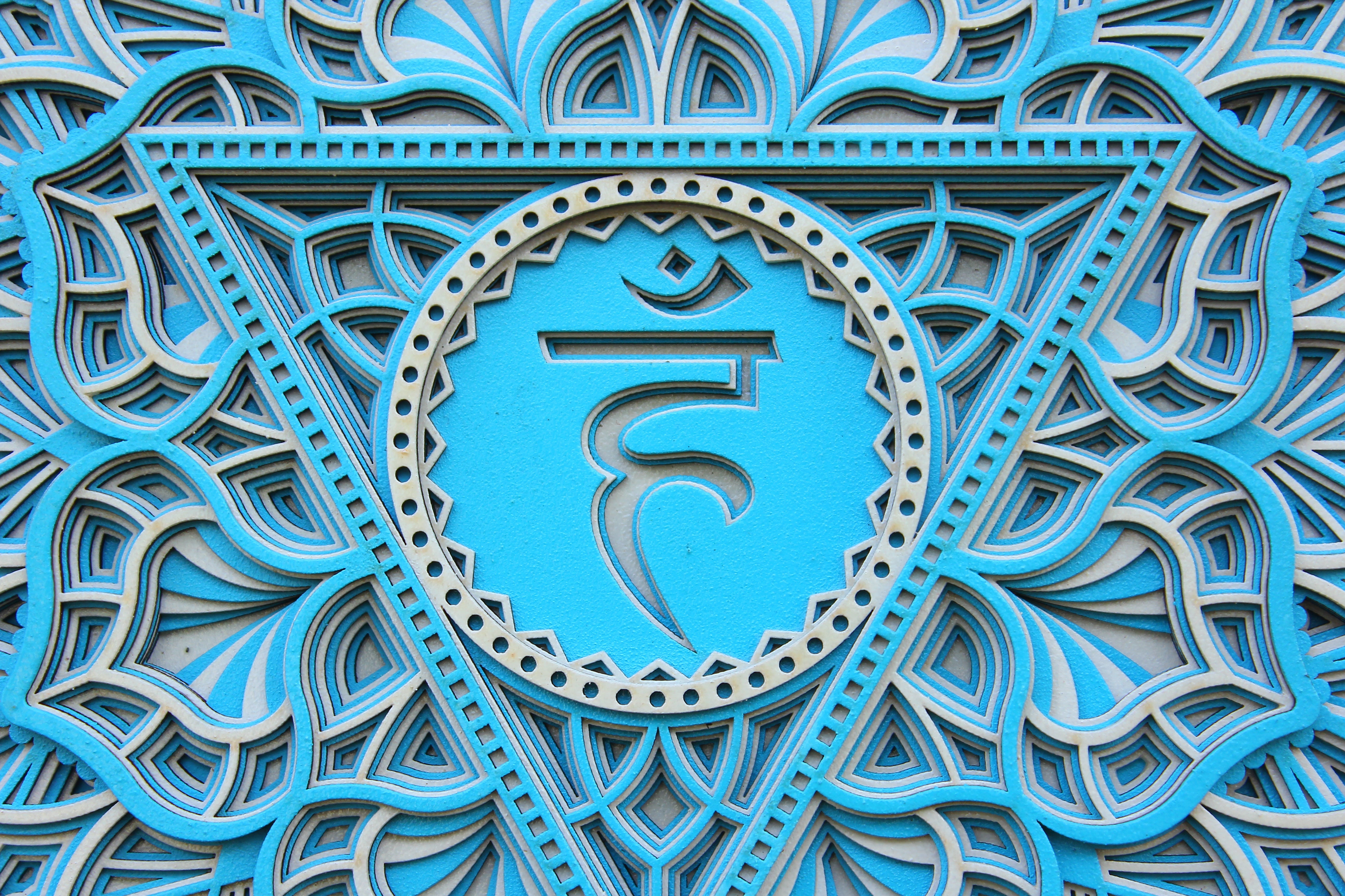 Throat Chakra Mandala Art- Meditation, Healing, Reiki, Yoga, Focus Decor