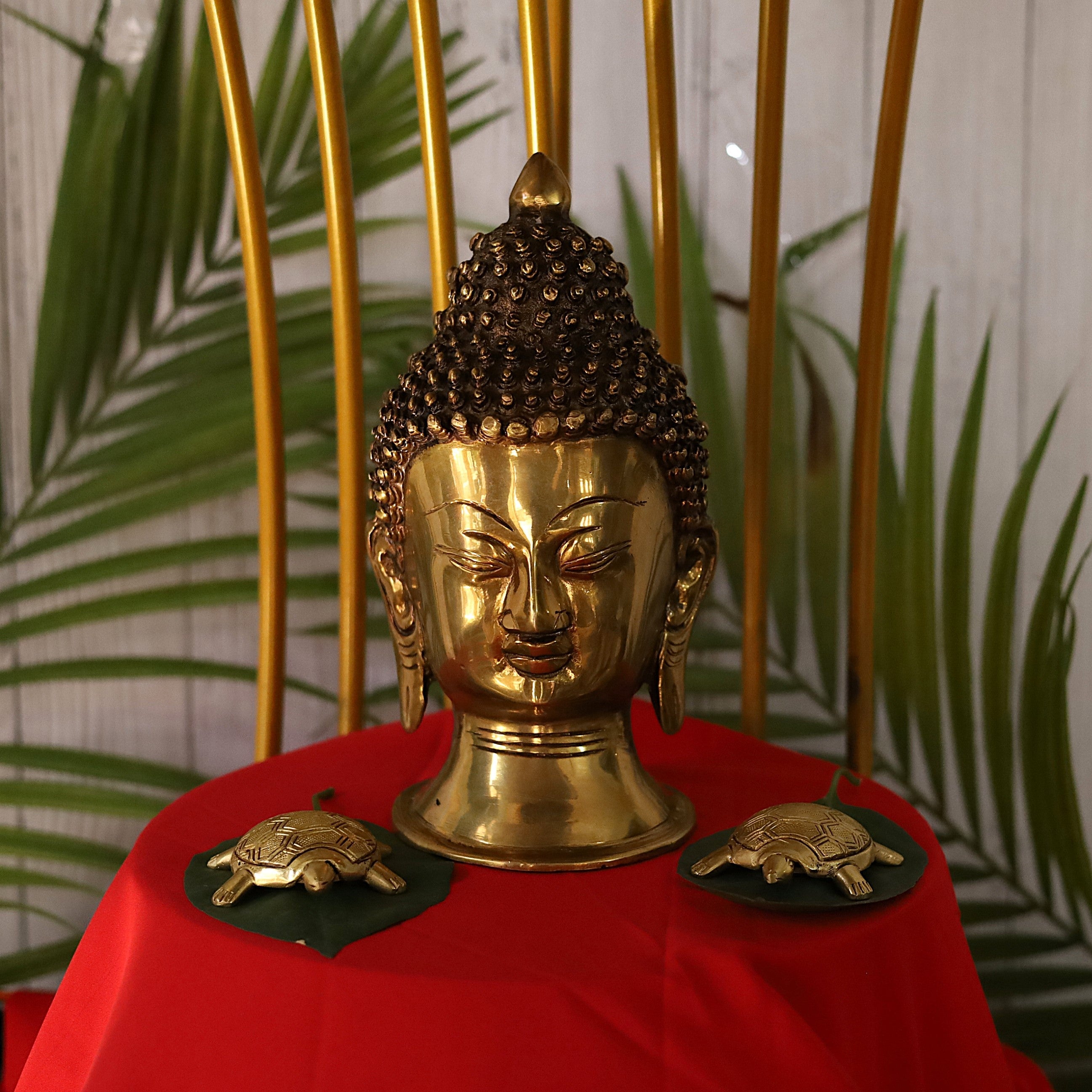 Superfine Brass Buddha Head - 8.5" Height