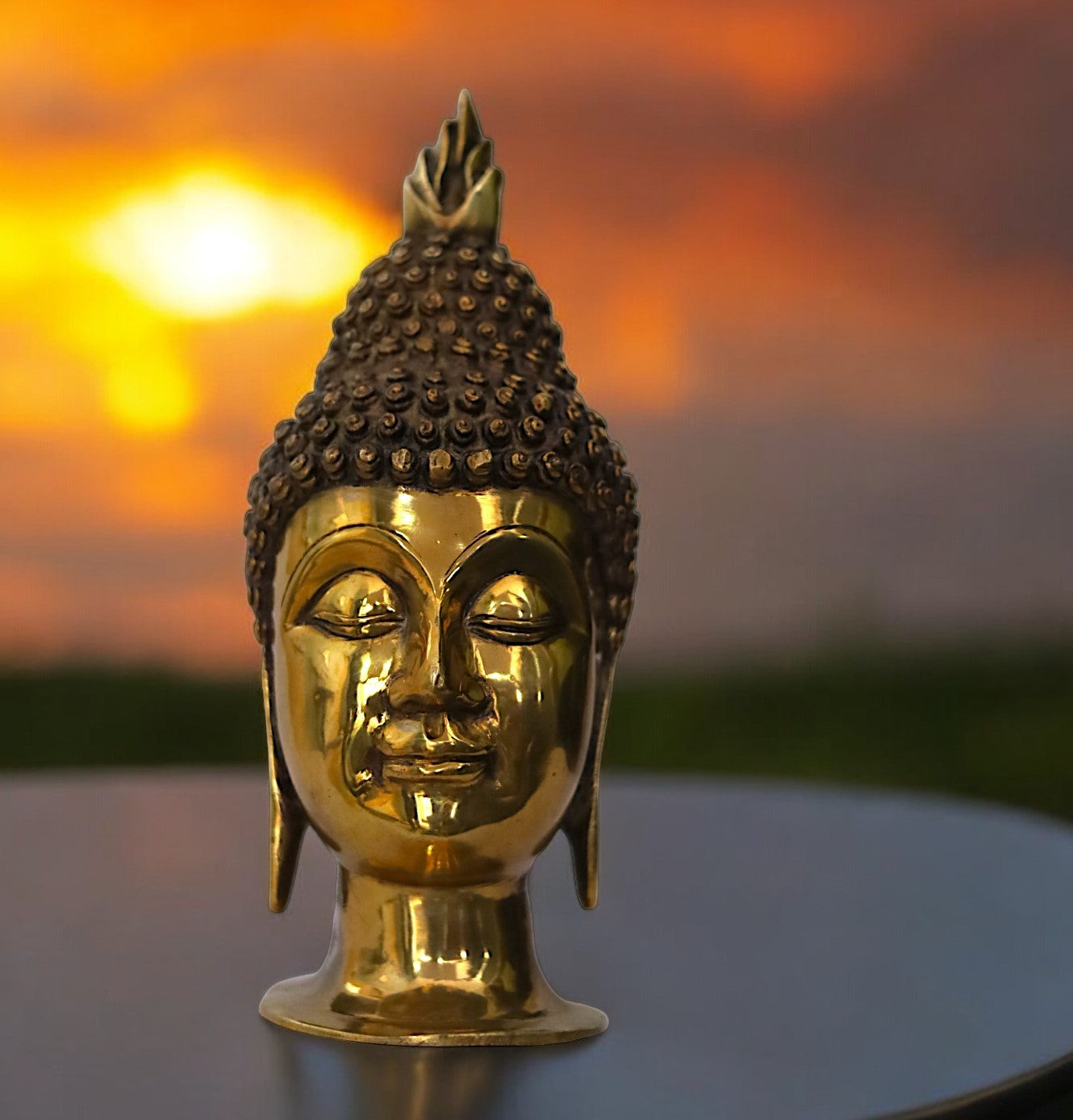 Superfine Brass Buddha Head - 12" Height