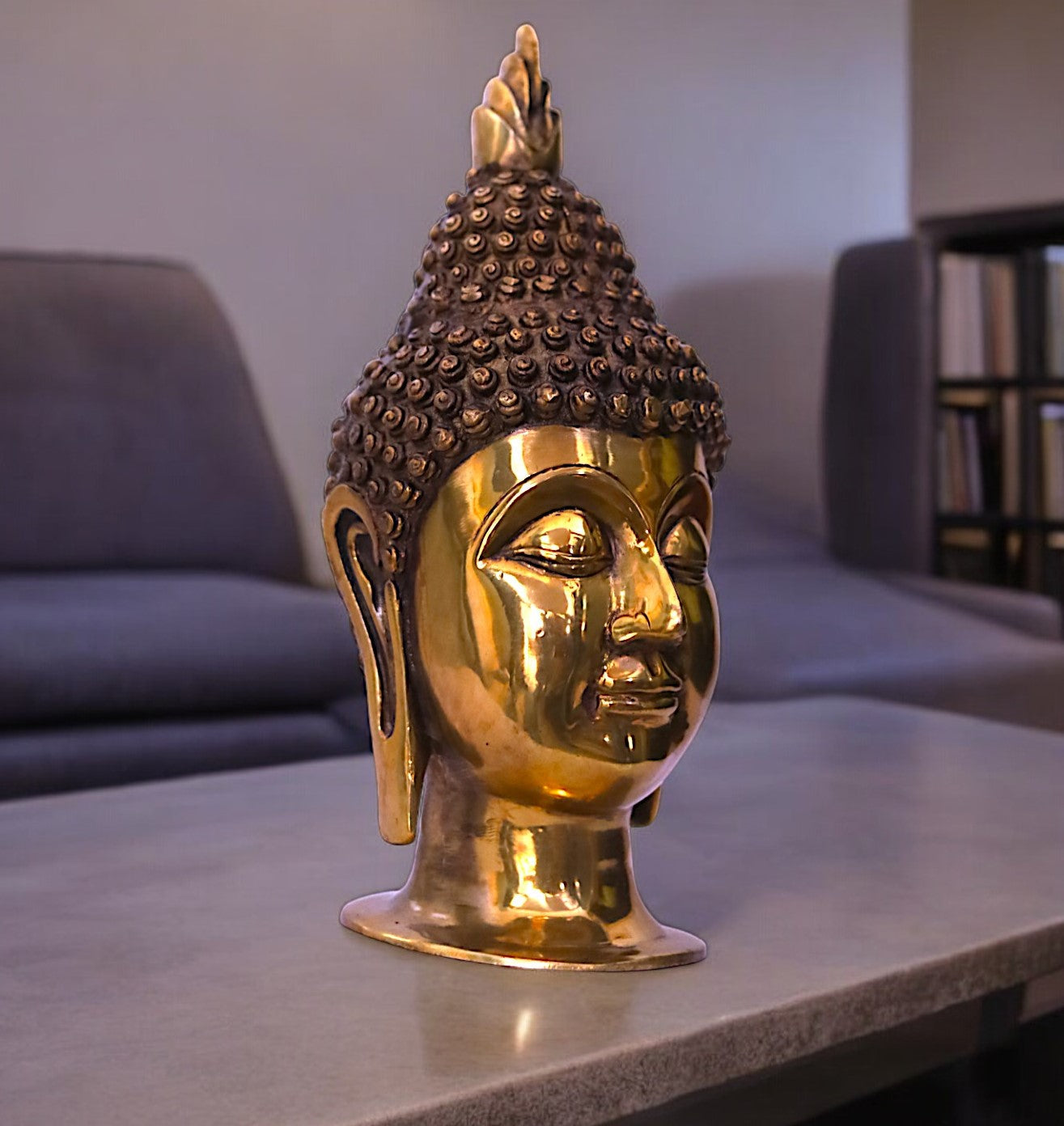 Superfine Brass Buddha Head - 12" Height