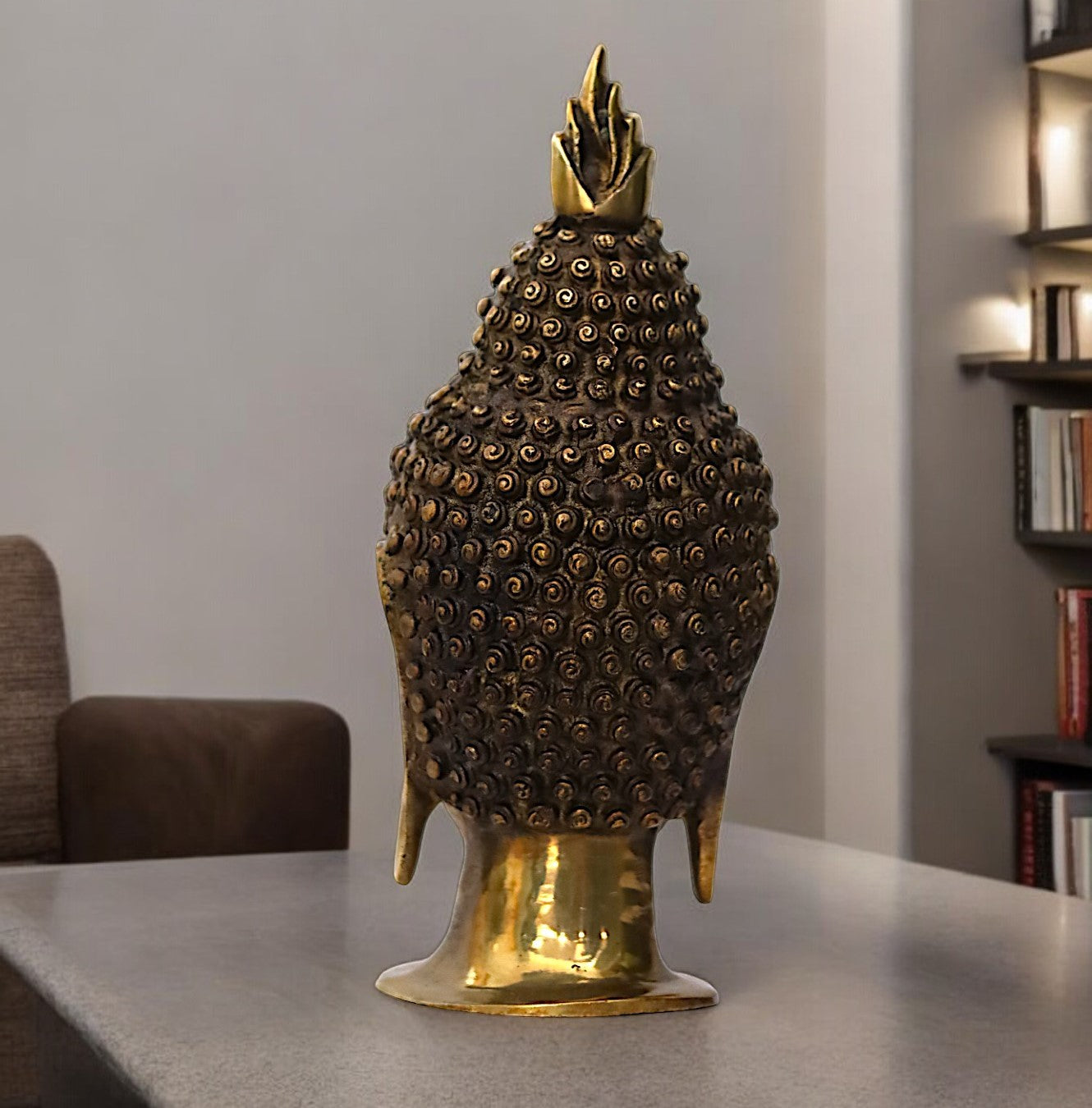 Superfine Brass Buddha Head - 12" Height