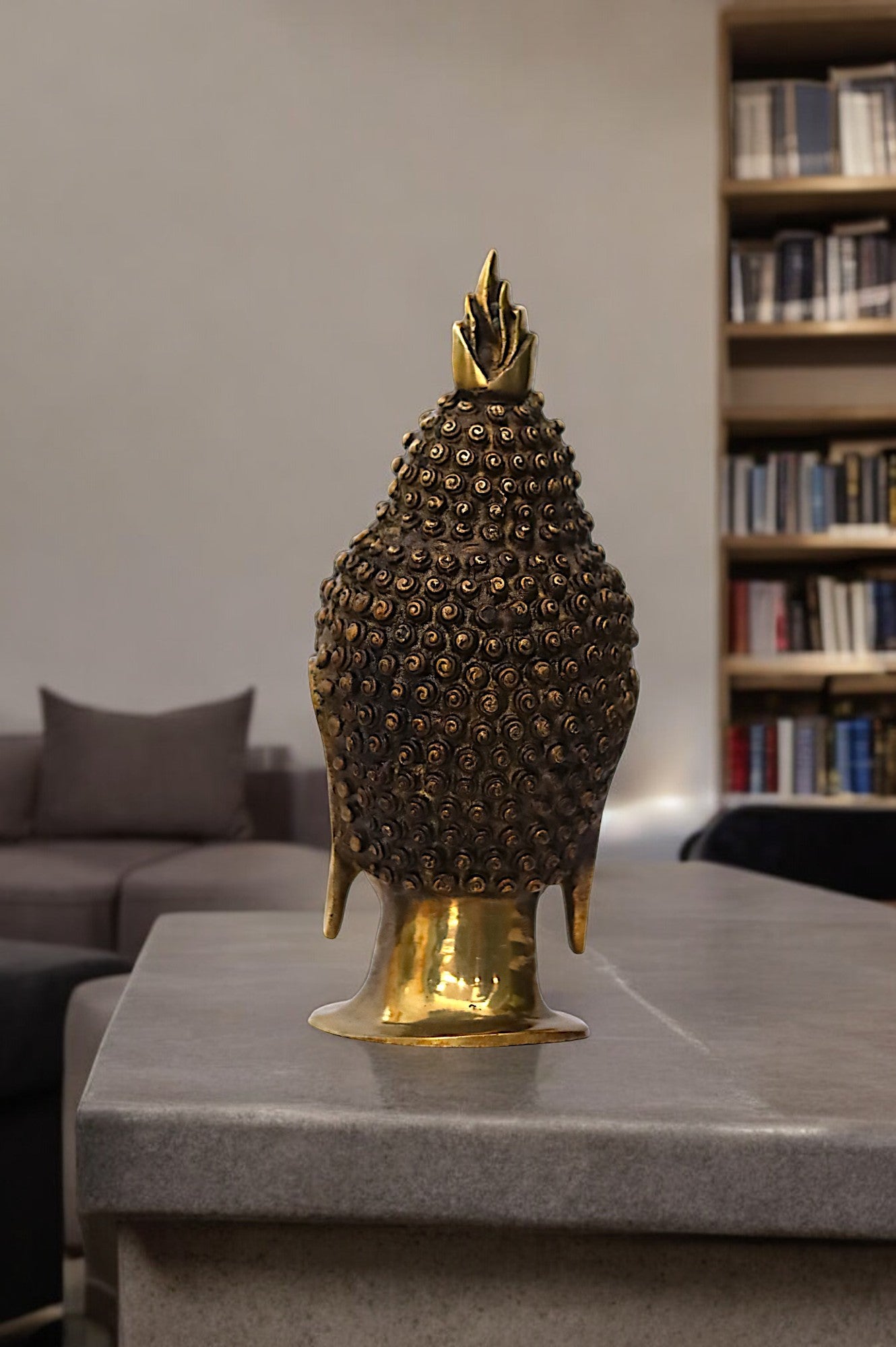 Superfine Brass Buddha Head - 12" Height