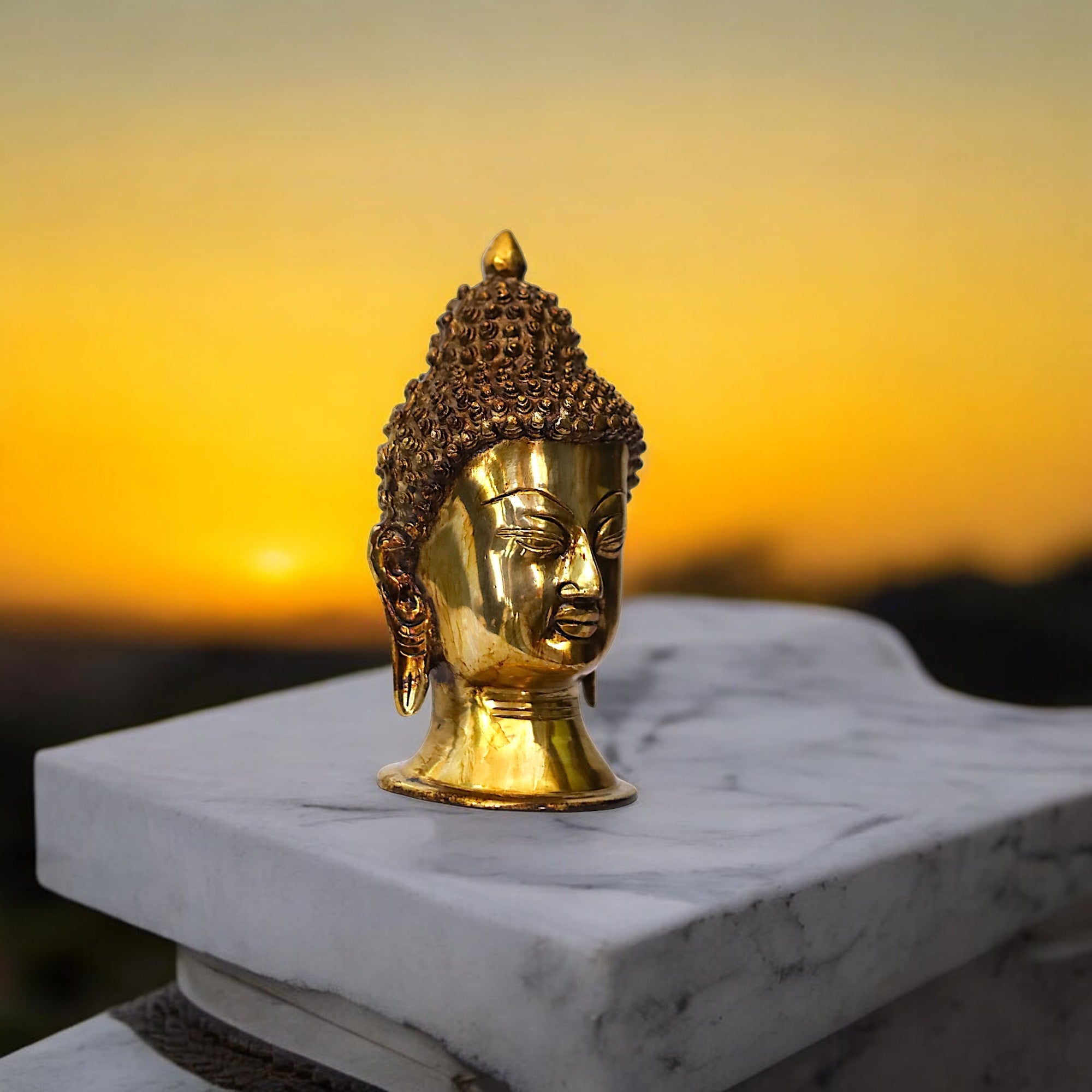 Superfine Brass Buddha Head - 8.5" Height