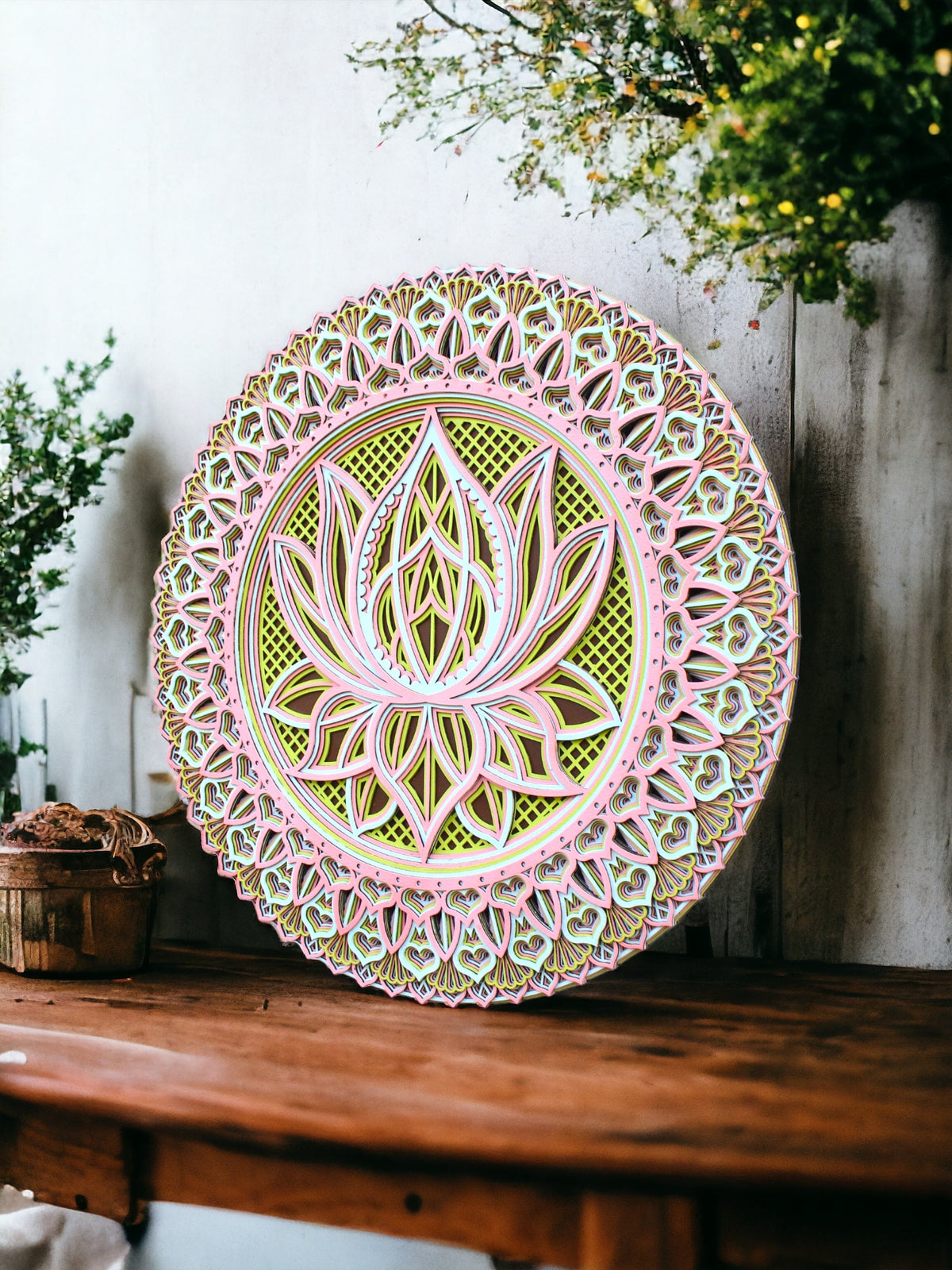 Lotus Flower Colored, Artisan Mandala Wall hanging, Gift, Spiritual awakening
