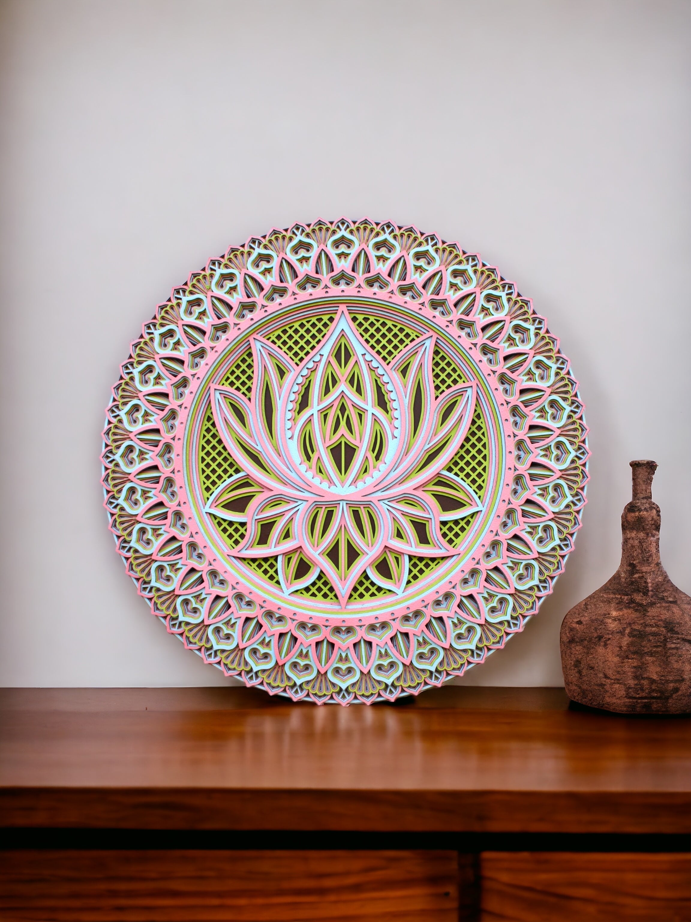 Lotus Flower Colored, Artisan Mandala Wall hanging, Gift, Spiritual awakening