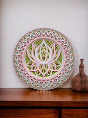 Lotus Flower Colored, Artisan Mandala Wall hanging, Gift, Spiritual awakening