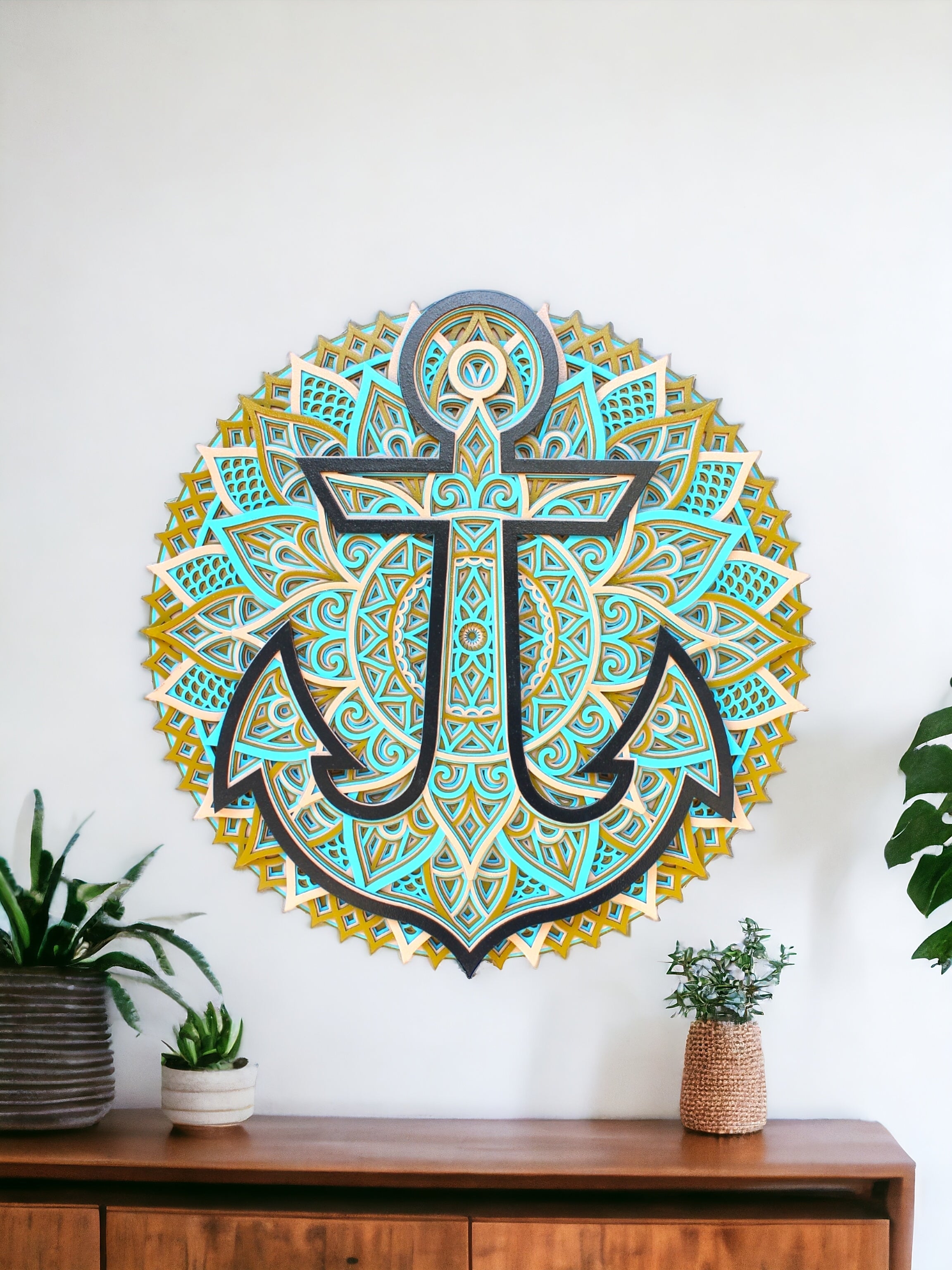 Wooden Anchor Mandala Wall Hanging. Home Decor, Spiritual gift