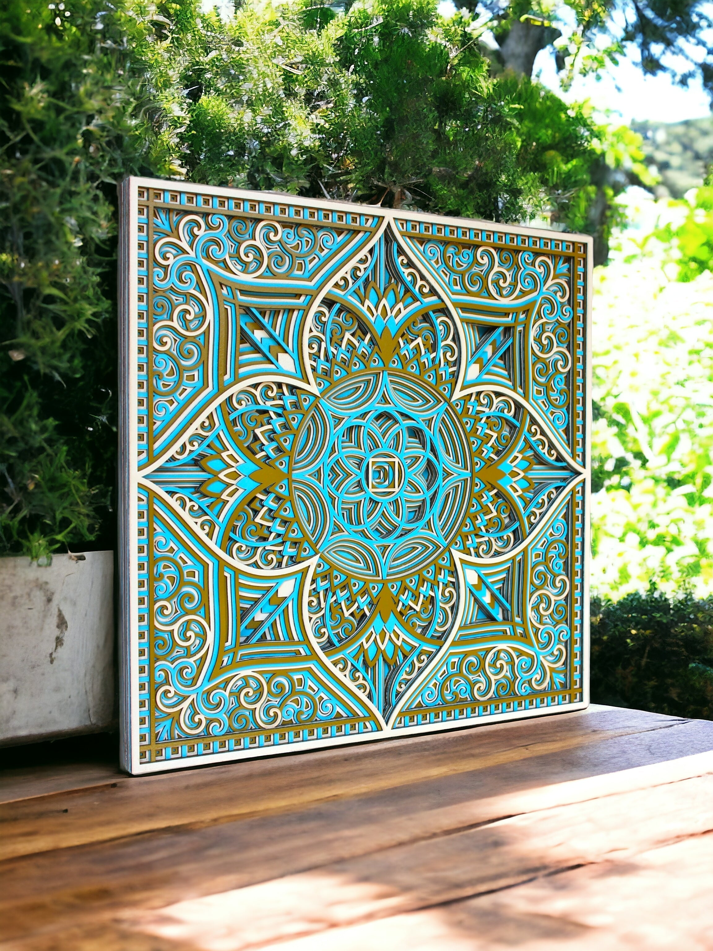 Tricolour Flower Sinri Square - 12 Layers