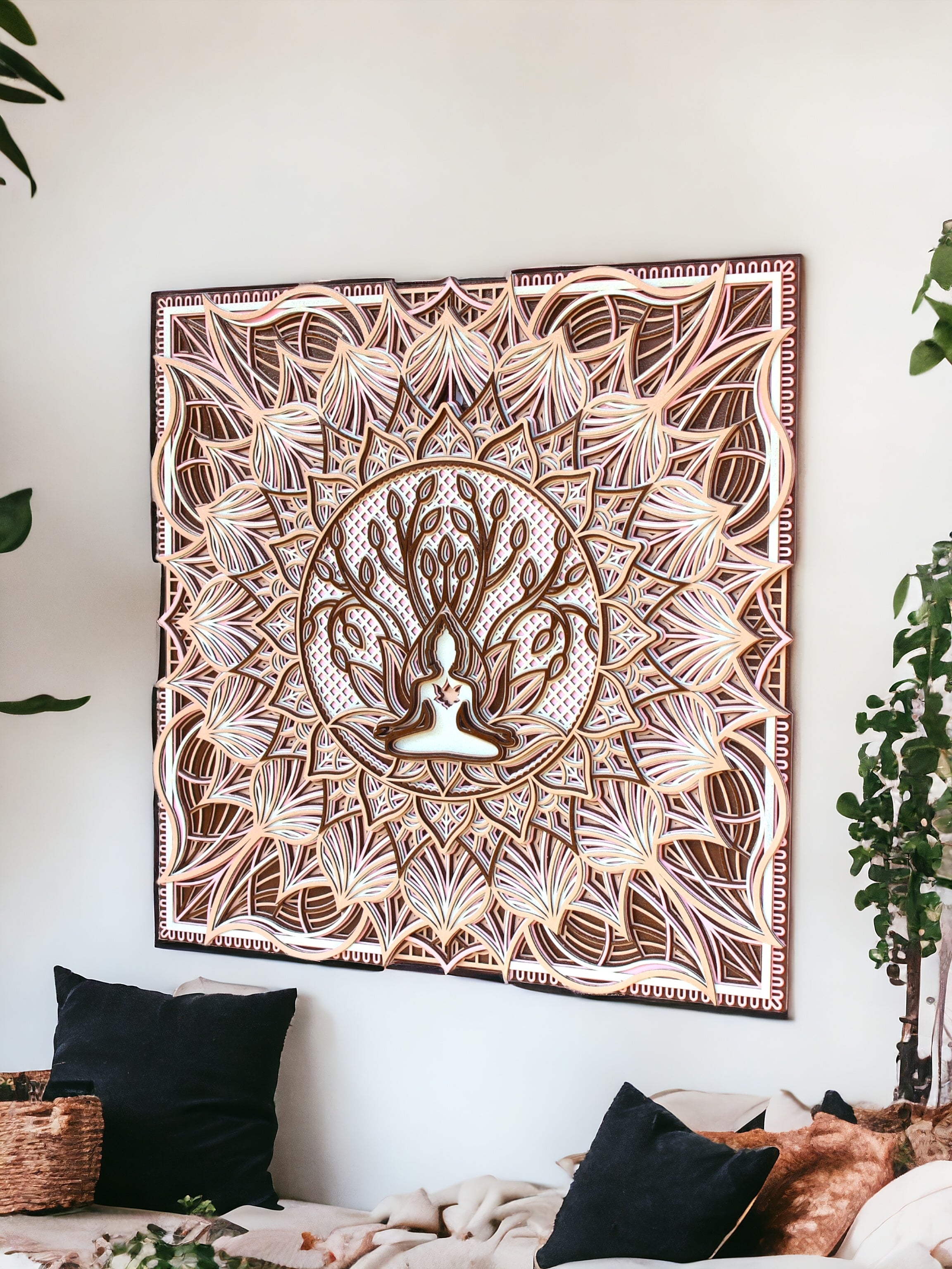 Budha With Tree Square - 9 Layers