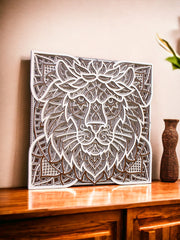 3D Lion Head Square- 10 Layers