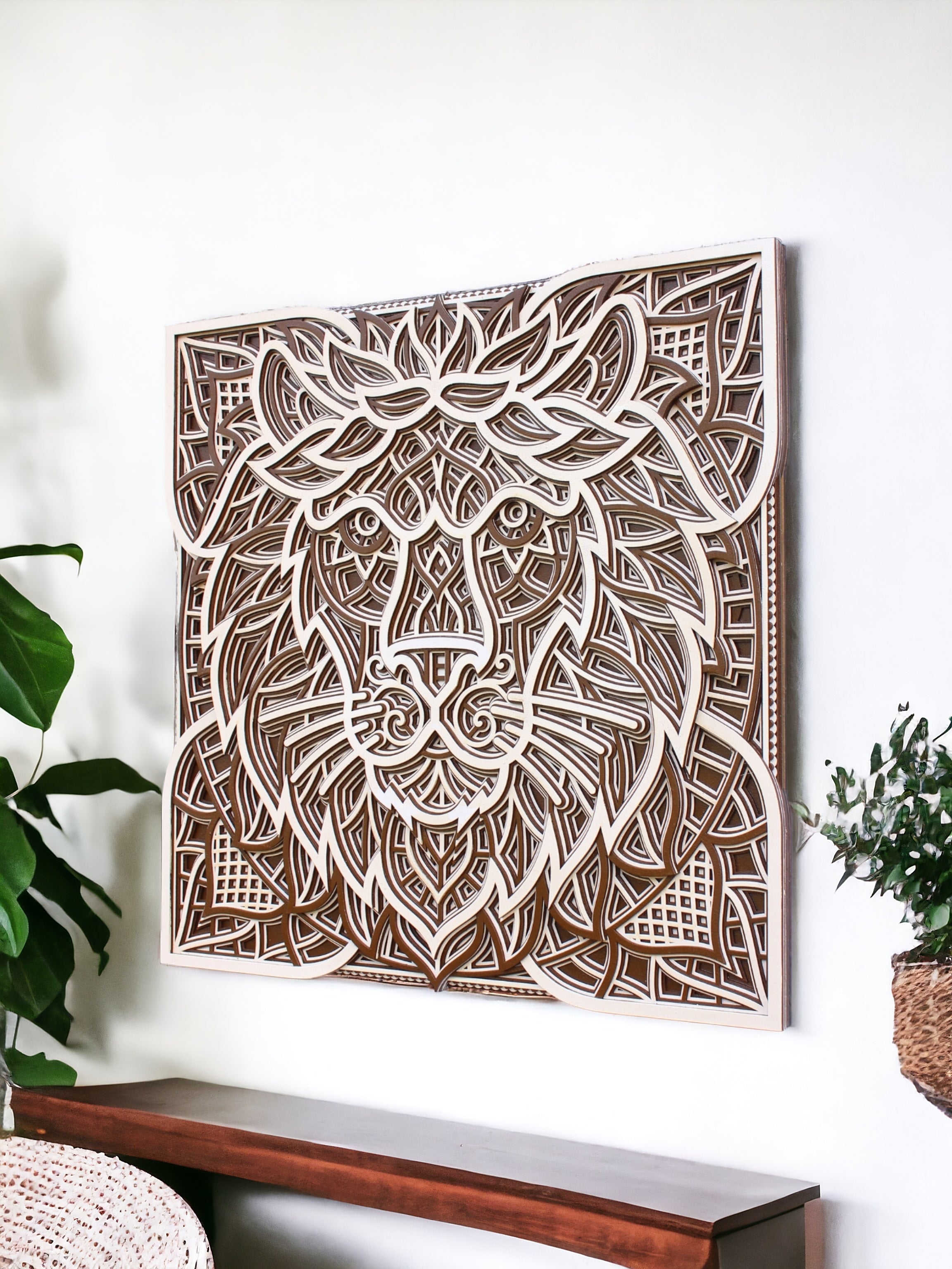 3D Lion Head Square- 10 Layers