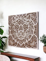 3D Lion Head Square- 10 Layers