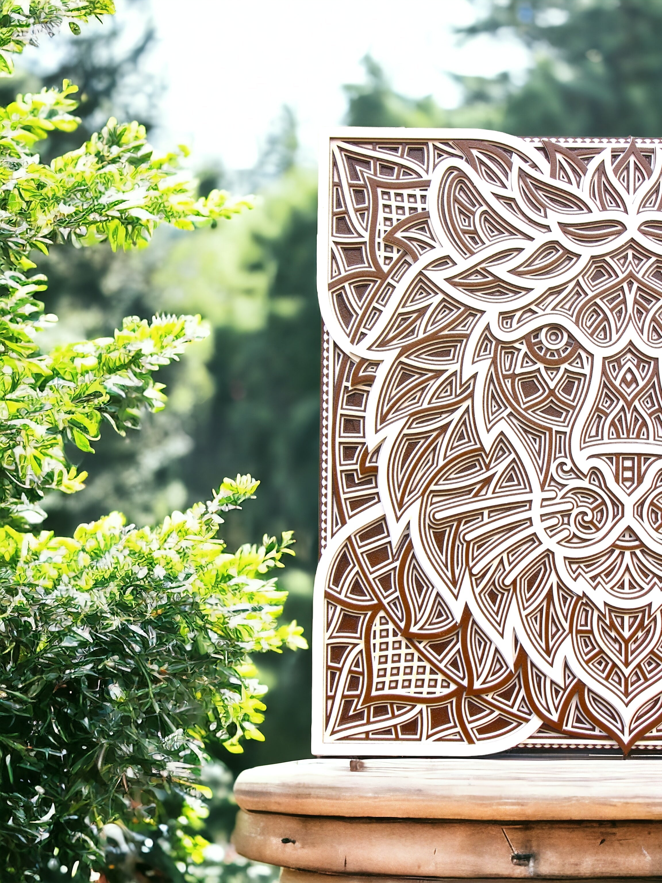 3D Lion Head Square- 10 Layers