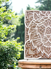 3D Lion Head Square- 10 Layers