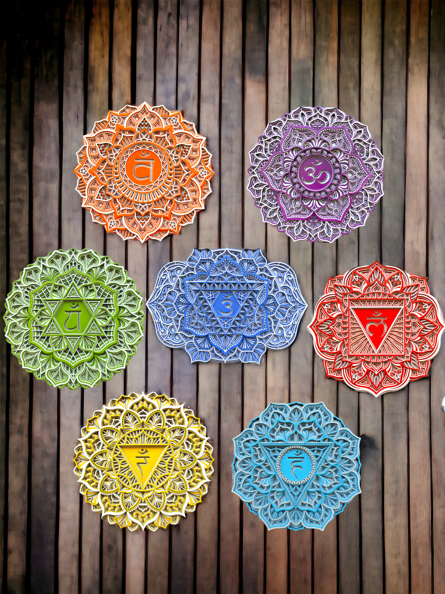 Immerse Yourself in Vibrant Harmony – Chakra Mandala Set (7 Mandalas),Spiritual Gift, Meditation, Yoga Studio