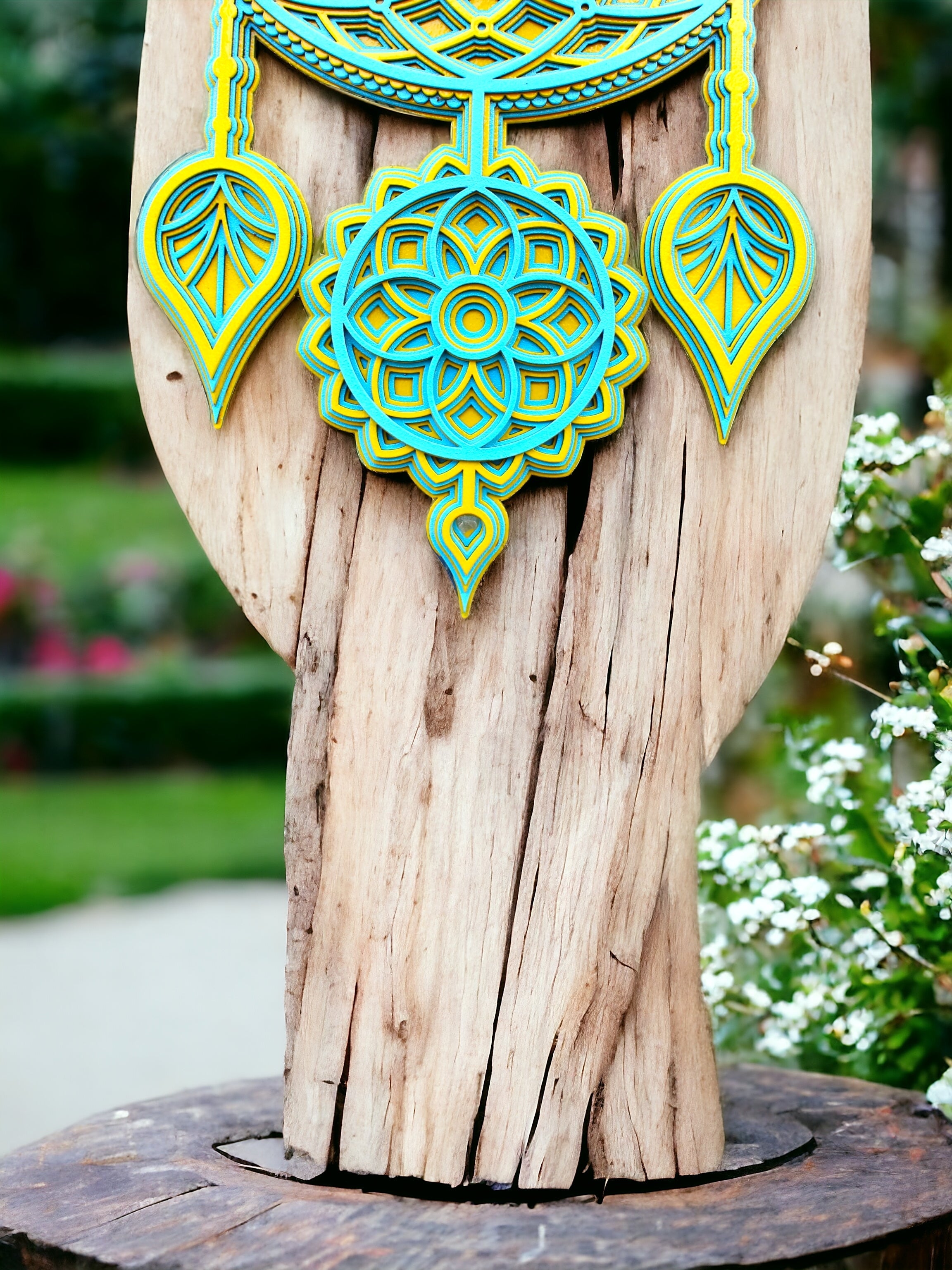 Dream Catcher Green Blue Colour - Wall Art, Gift Good Dreams, Boho